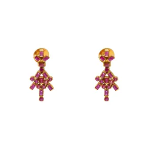 22K Yellow Gold & Rubies Earrings (7gm)