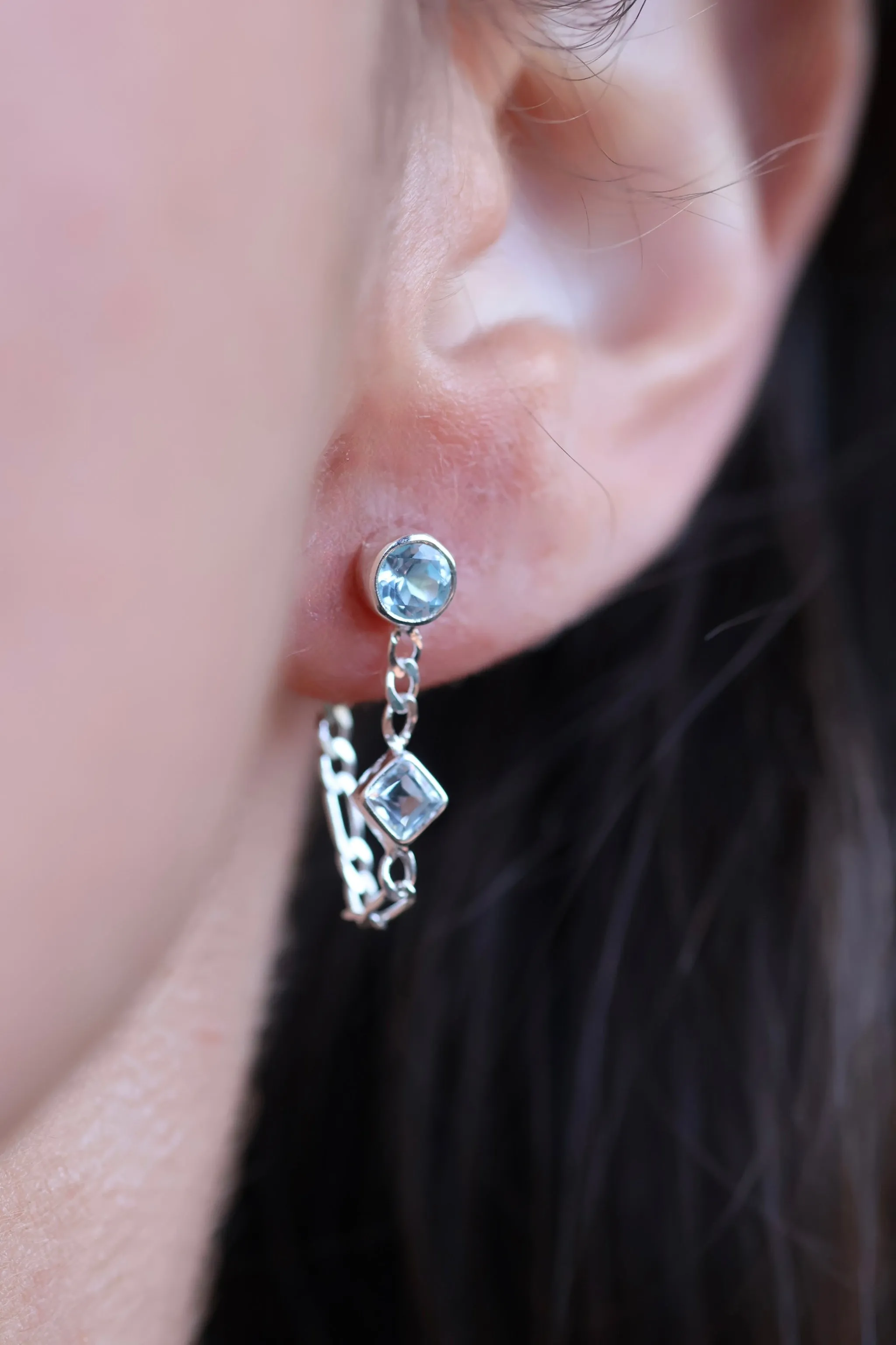 Ada Sterling Silver Blue Topaz Studs