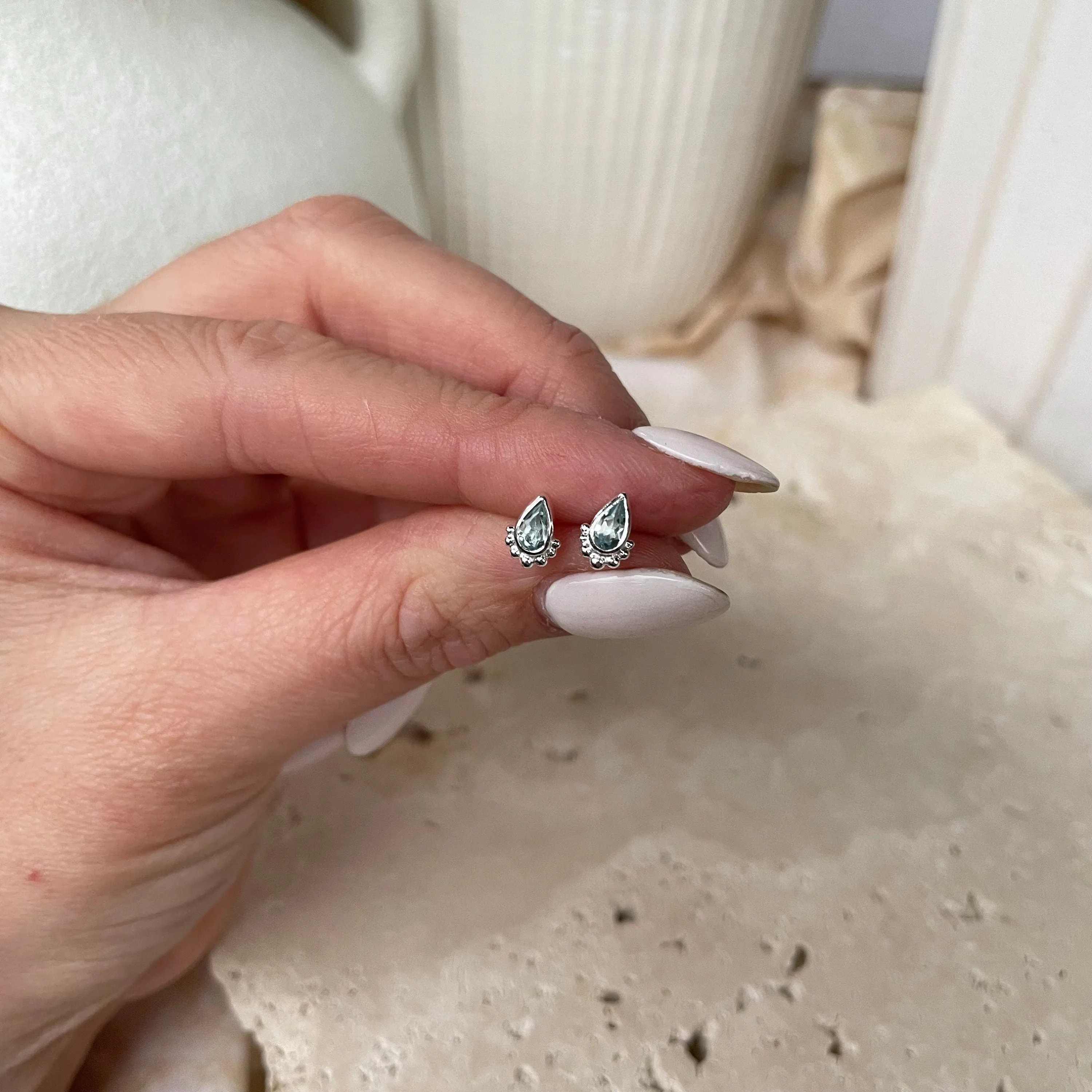 Amaya Blue Topaz Silver Studs