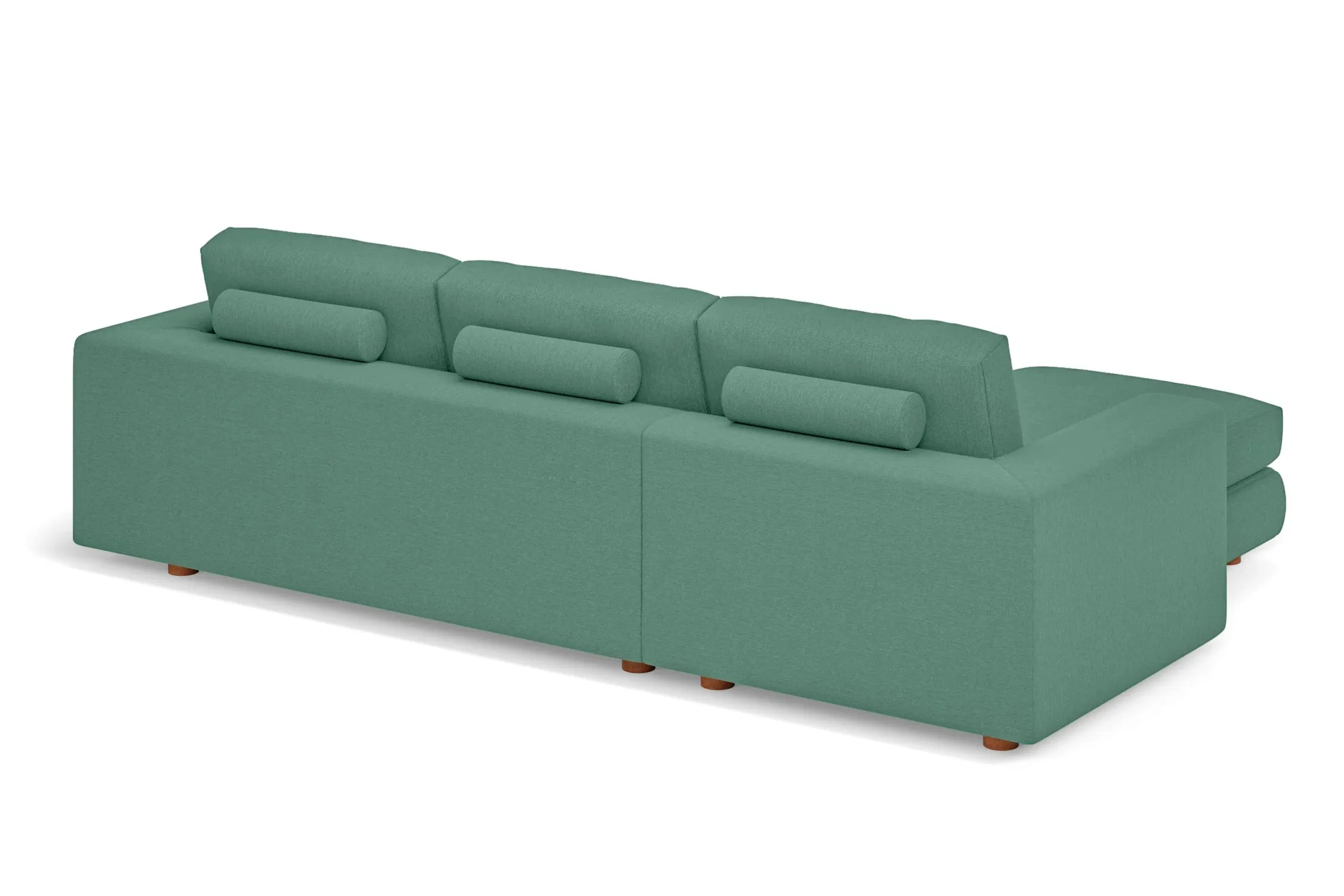 Arezzo 3 Seater Left Hand Facing Chaise Lounge Corner Sofa Mint Green Linen Fabric