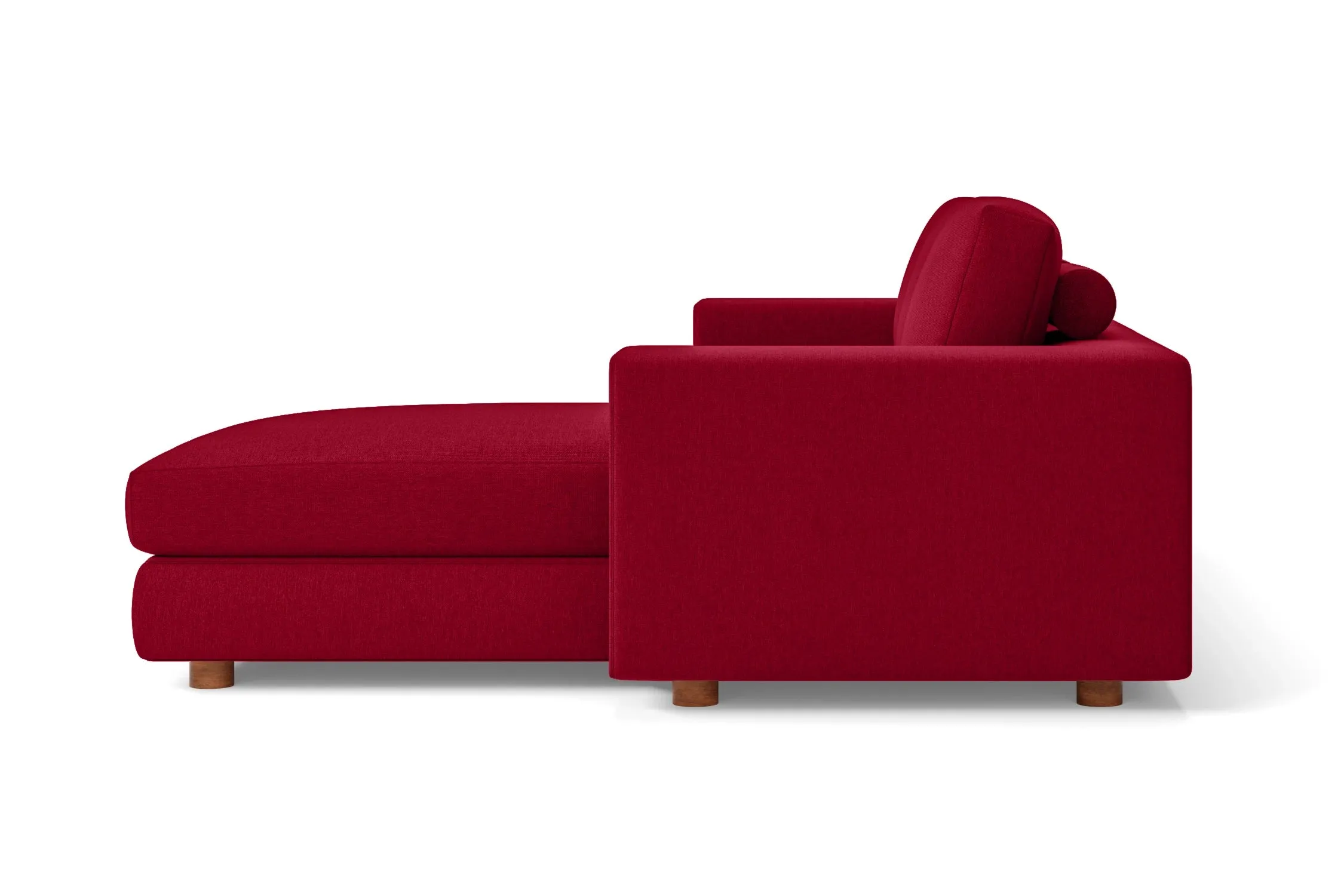 Arezzo 3 Seater Right Hand Facing Chaise Lounge Corner Sofa Red Linen Fabric