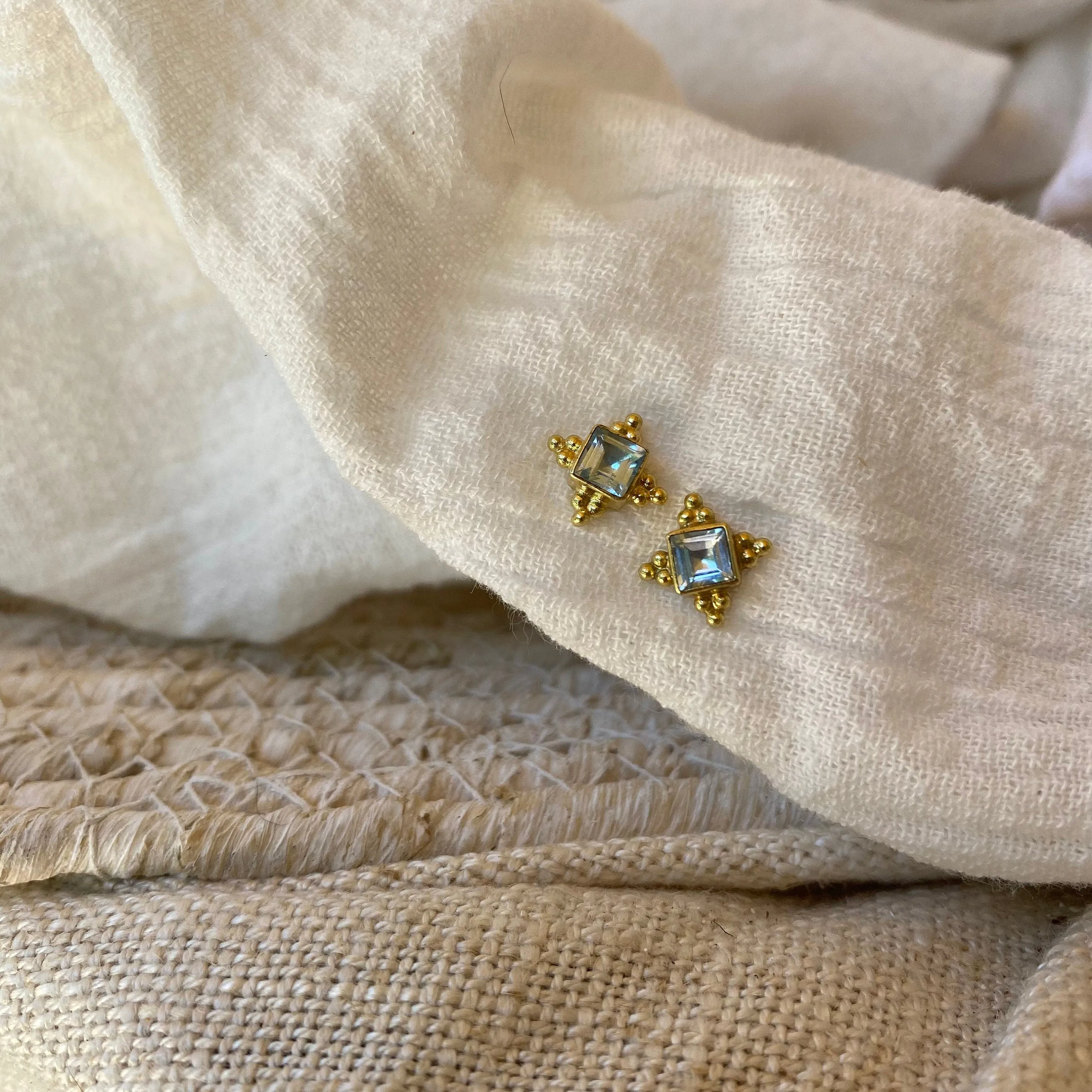 Ariella 14K Gold Vermeil Blue Topaz Stud Earrings