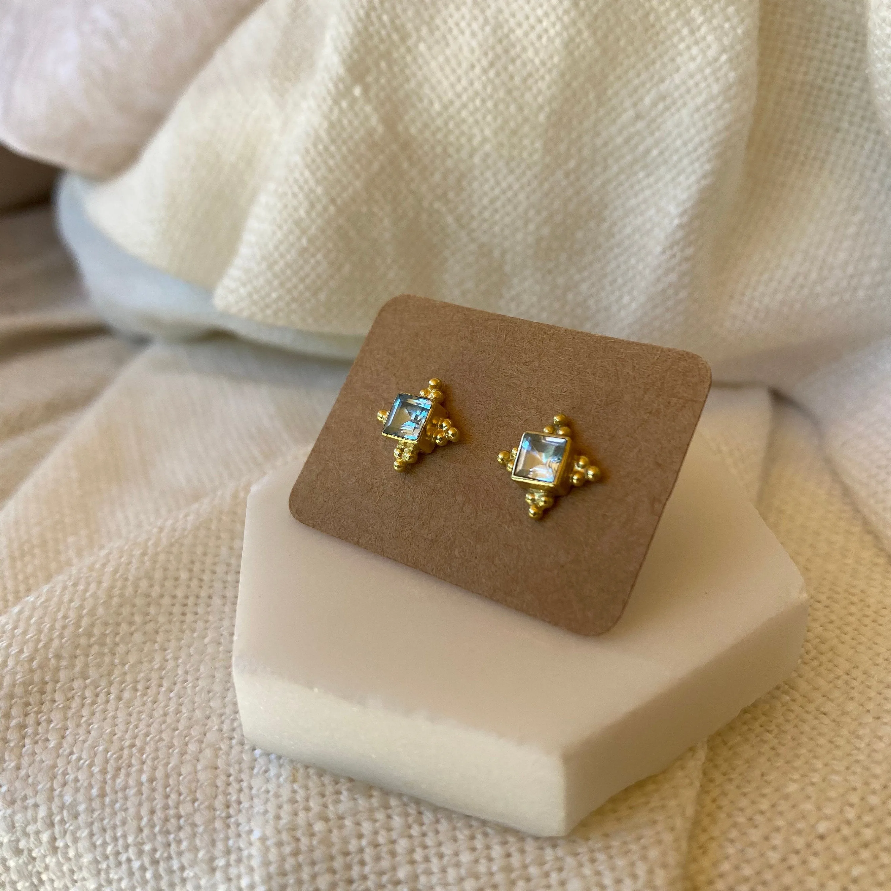 Ariella 14K Gold Vermeil Blue Topaz Stud Earrings