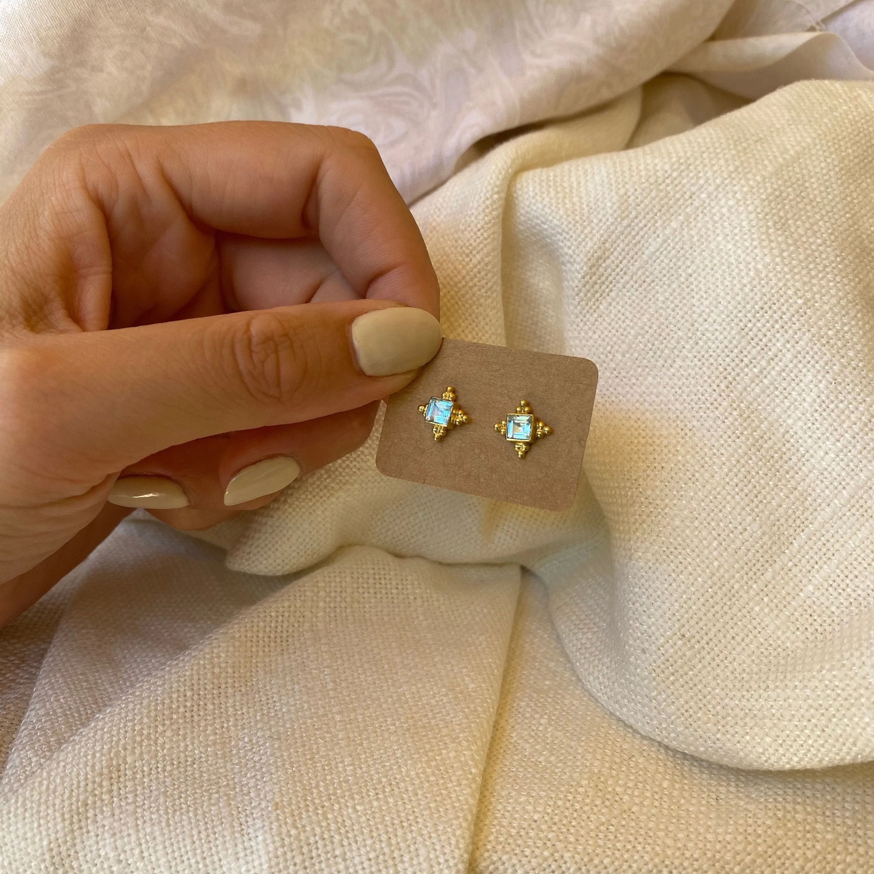 Ariella 14K Gold Vermeil Blue Topaz Stud Earrings