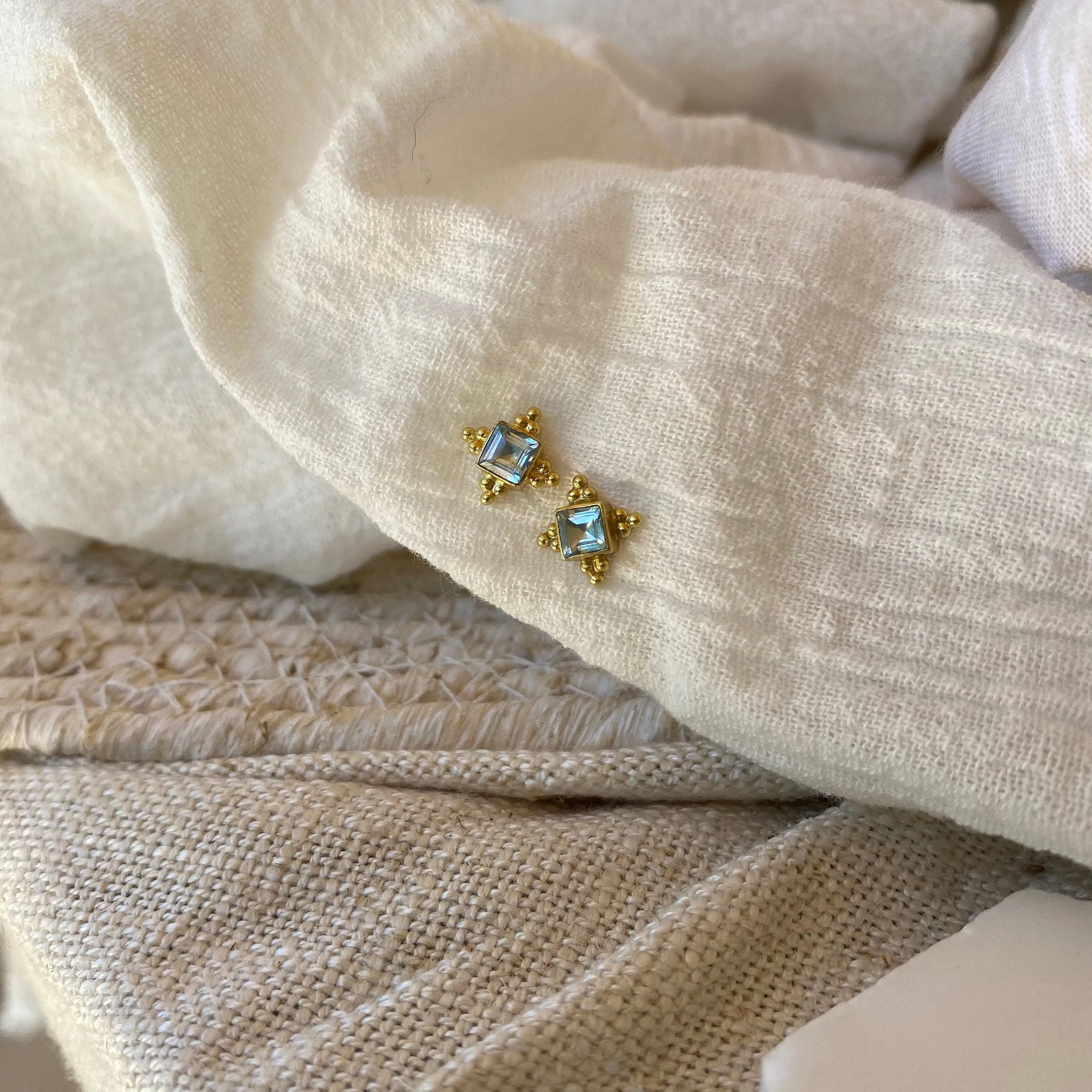 Ariella 14K Gold Vermeil Blue Topaz Stud Earrings