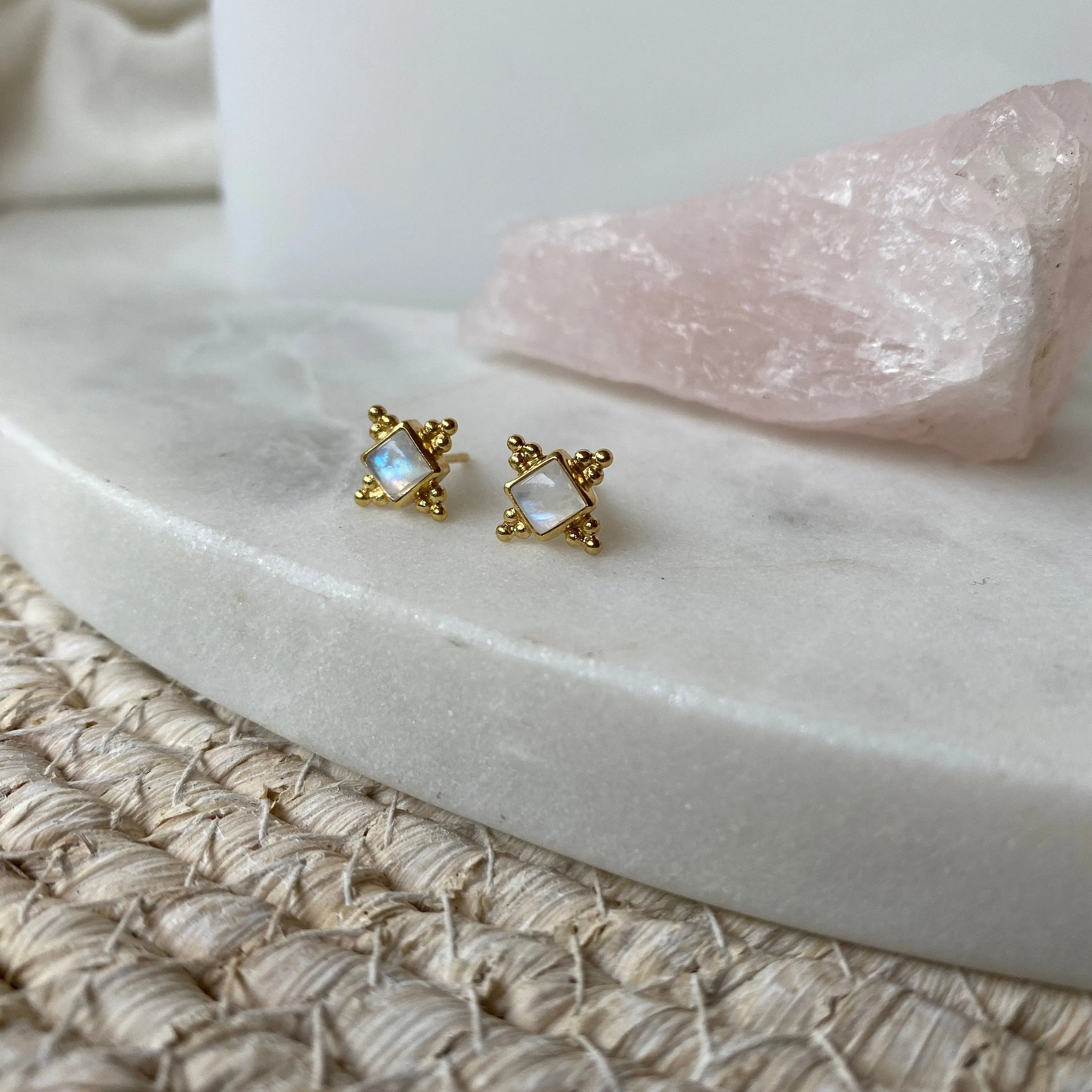 Ariella Moonstone Stud Earrings