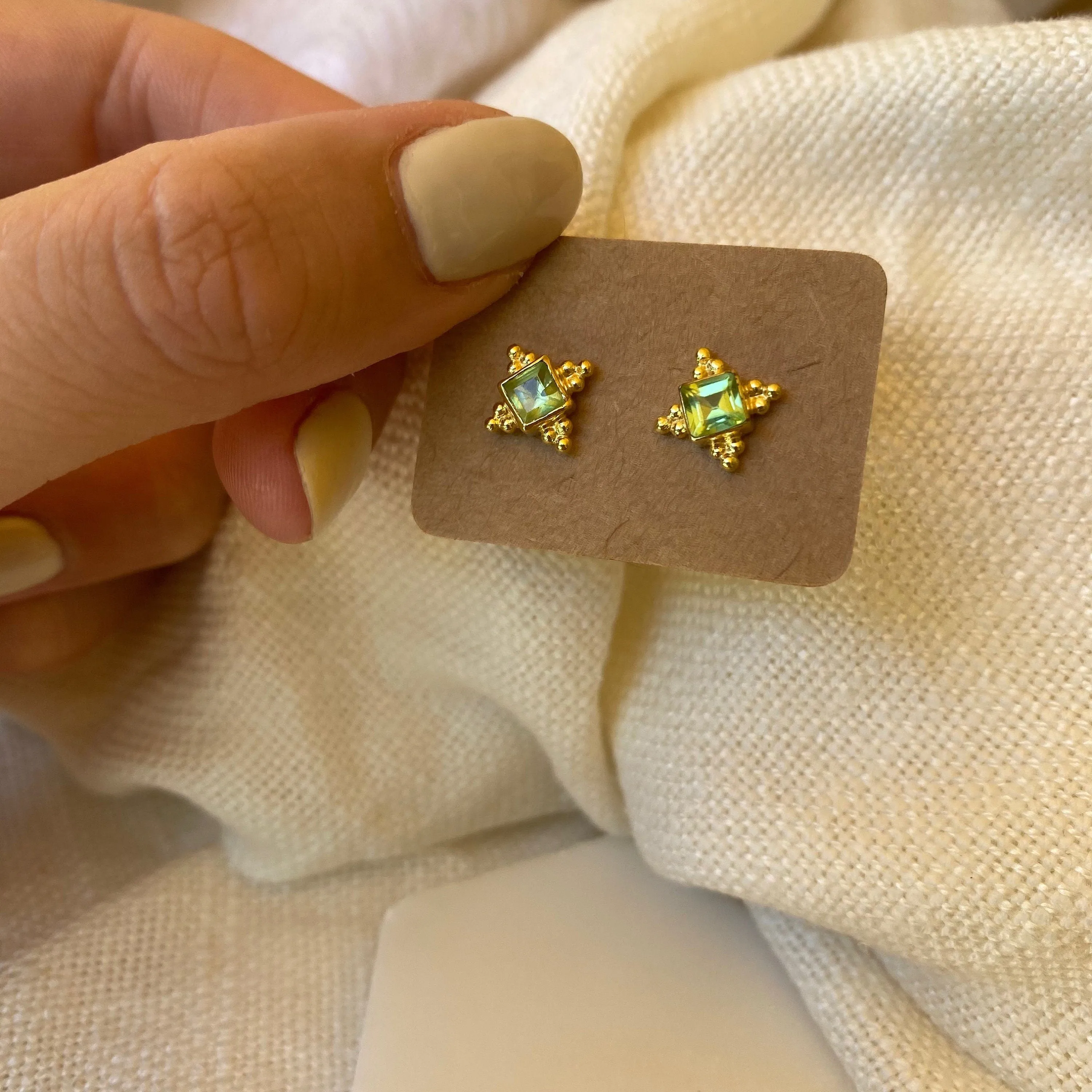 Ariella Peridot Gold Stud Earrings