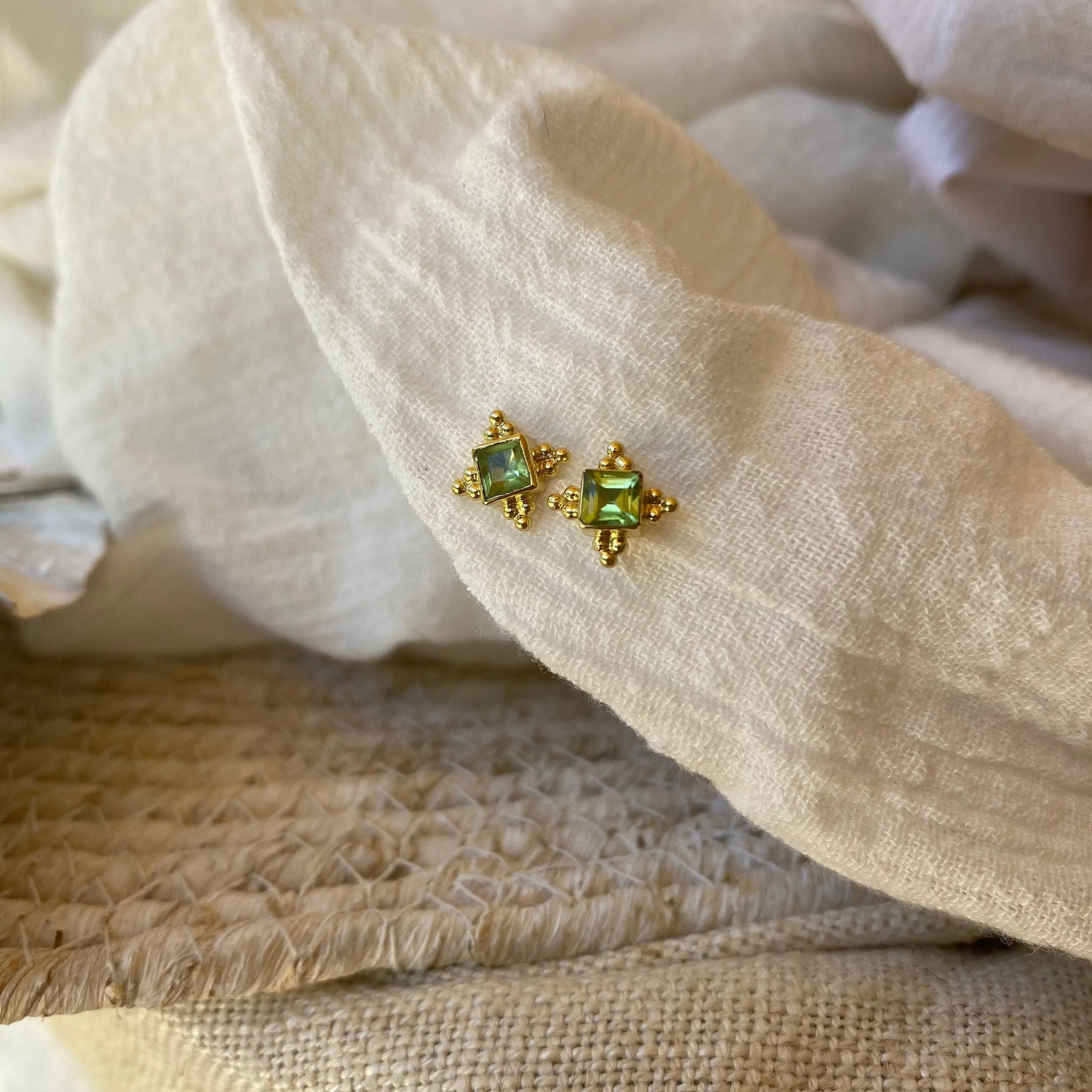 Ariella Peridot Gold Stud Earrings