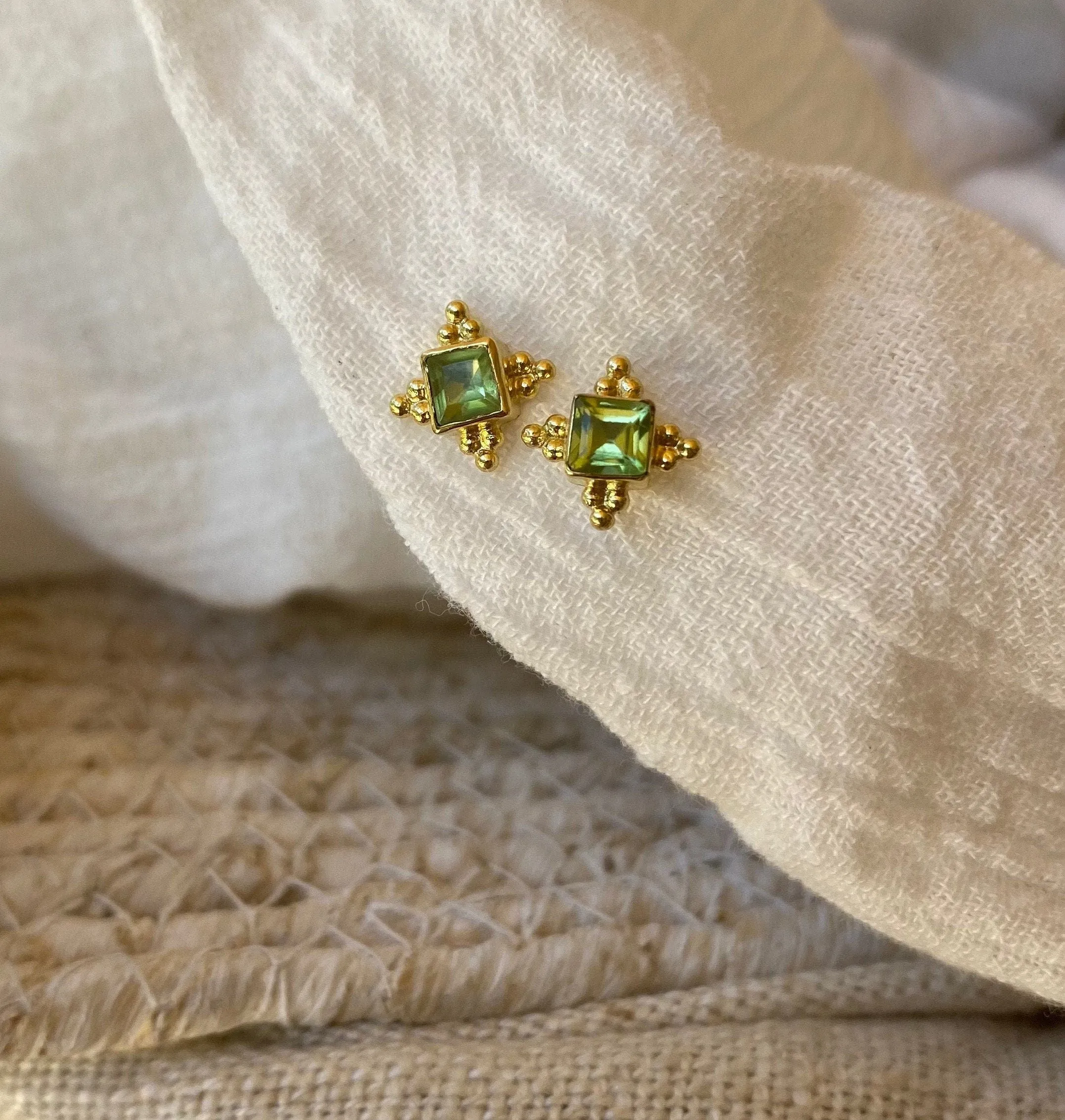 Ariella Peridot Gold Stud Earrings