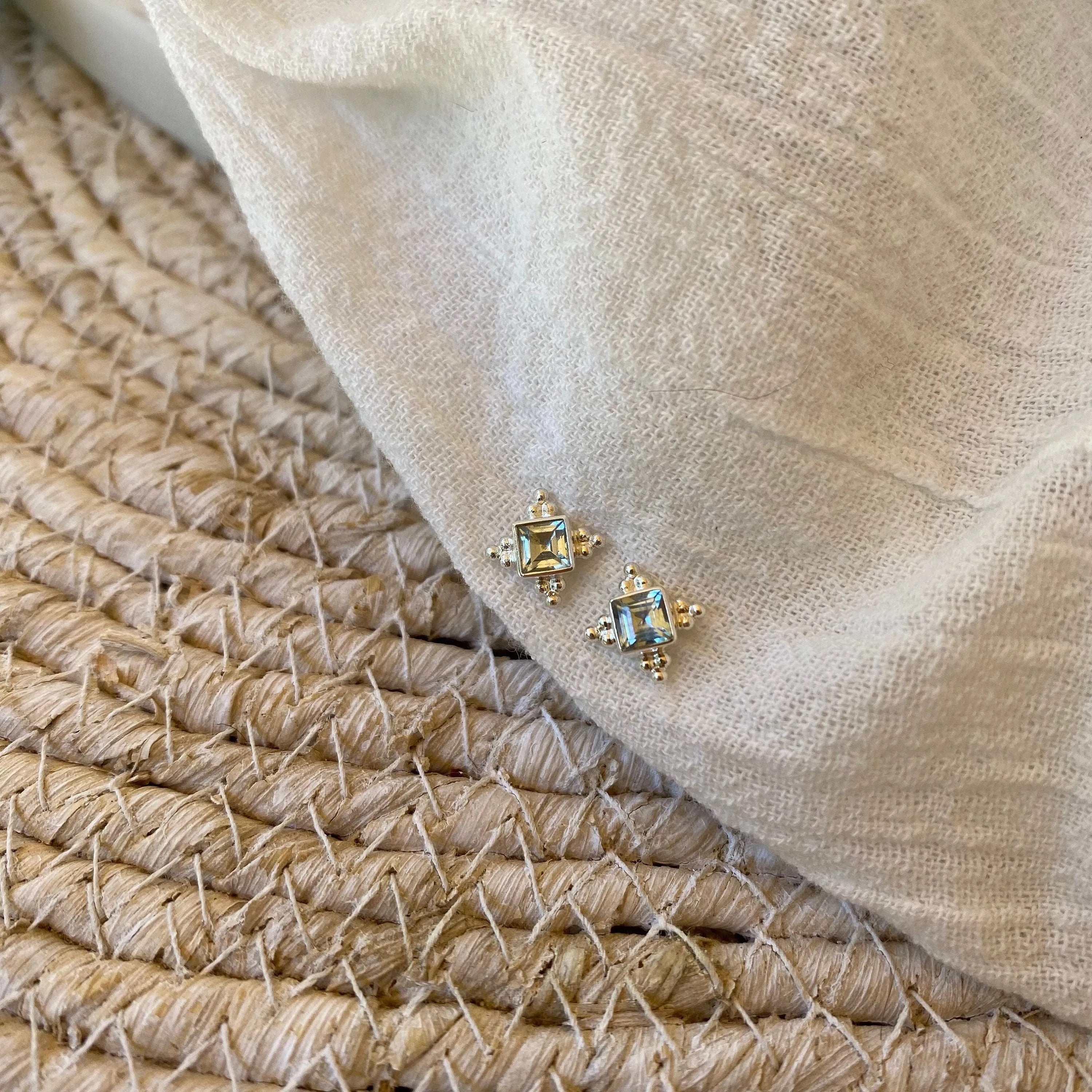 Ariella Sterling Silver Blue Topaz Stud Earrings