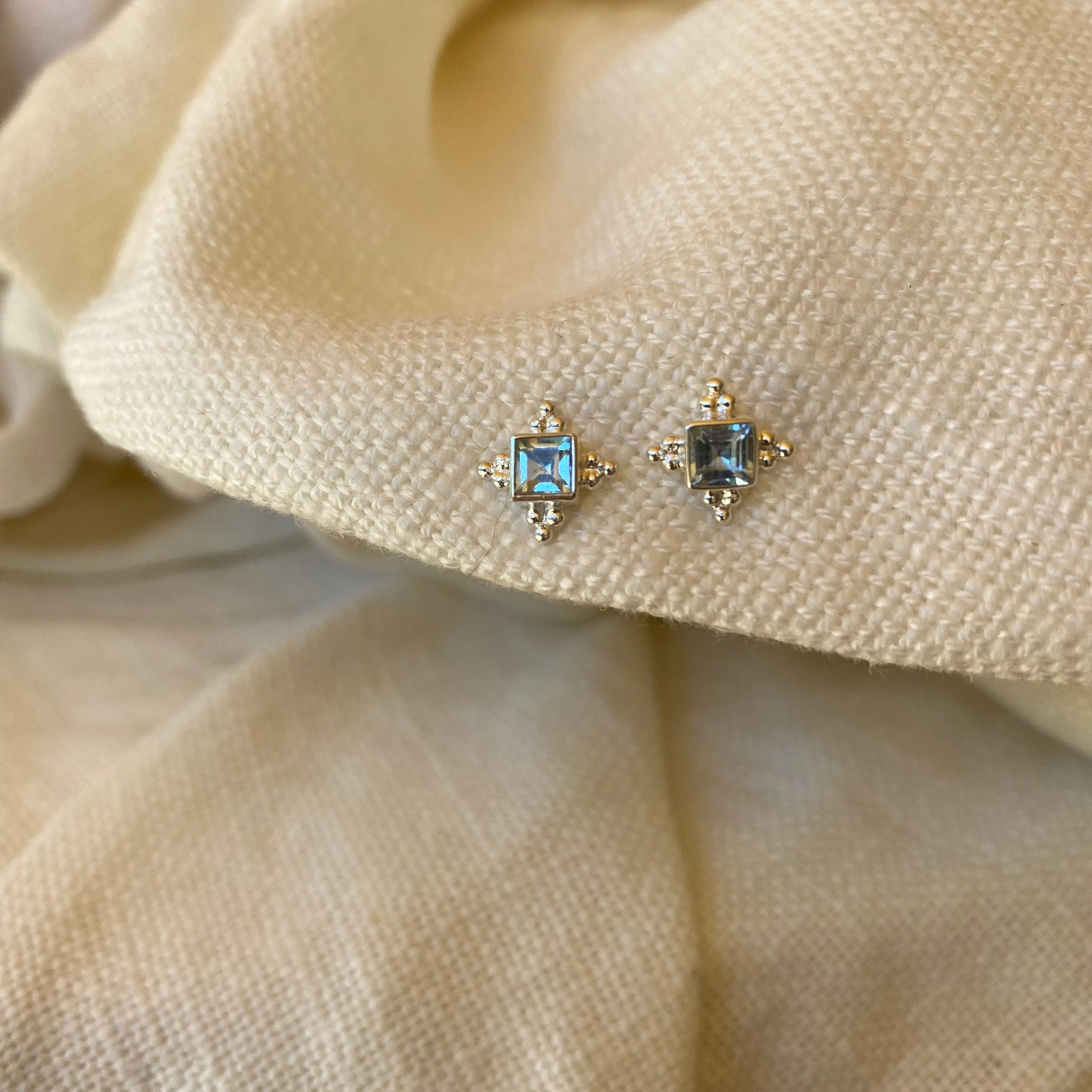 Ariella Sterling Silver Blue Topaz Stud Earrings