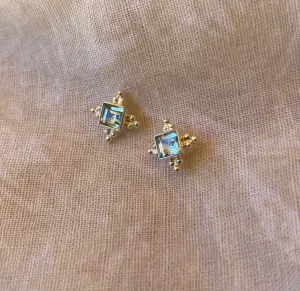 Ariella Sterling Silver Blue Topaz Stud Earrings