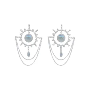 Aurora Sun Sterling Silver Rainbow Moonstone Earrings