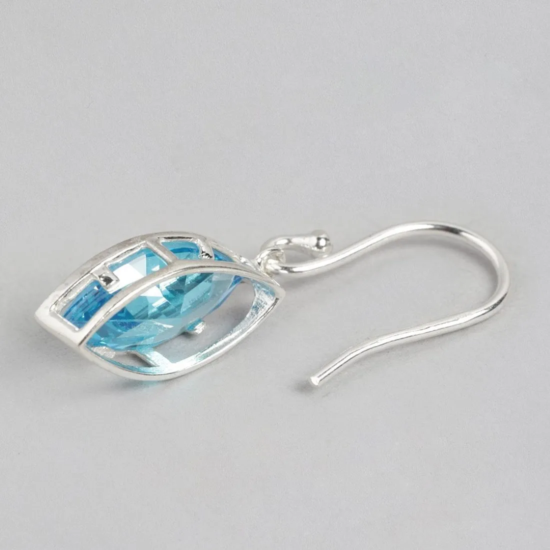 Azure Cascade Rhodium Plated Blue CZ 925 Sterling Silver Drop Earrings