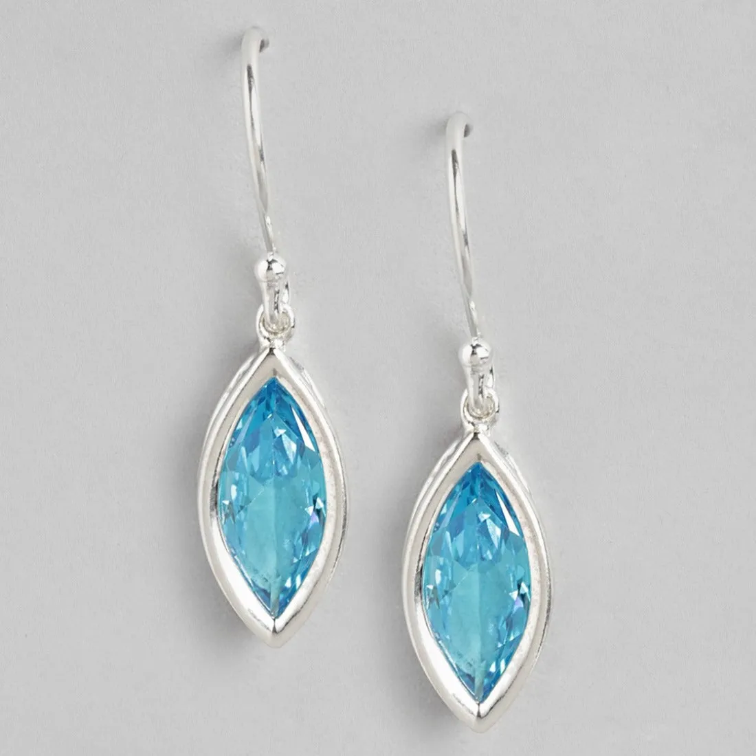 Azure Cascade Rhodium Plated Blue CZ 925 Sterling Silver Drop Earrings