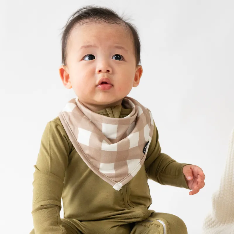 Bandana Bib  - Taupe Plaid