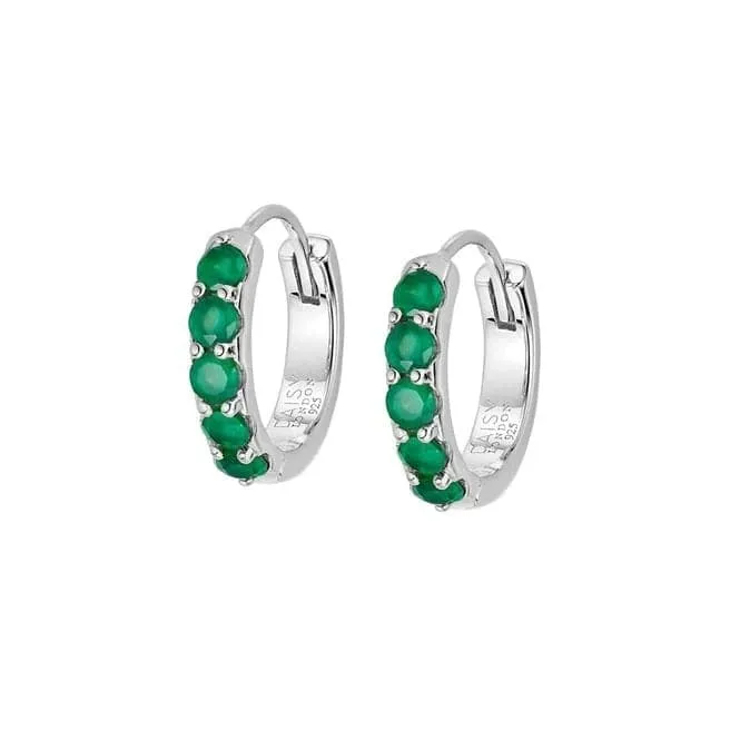 Beloved Green Onyx Huggie Sterling Silver Earrings JE07_SLV