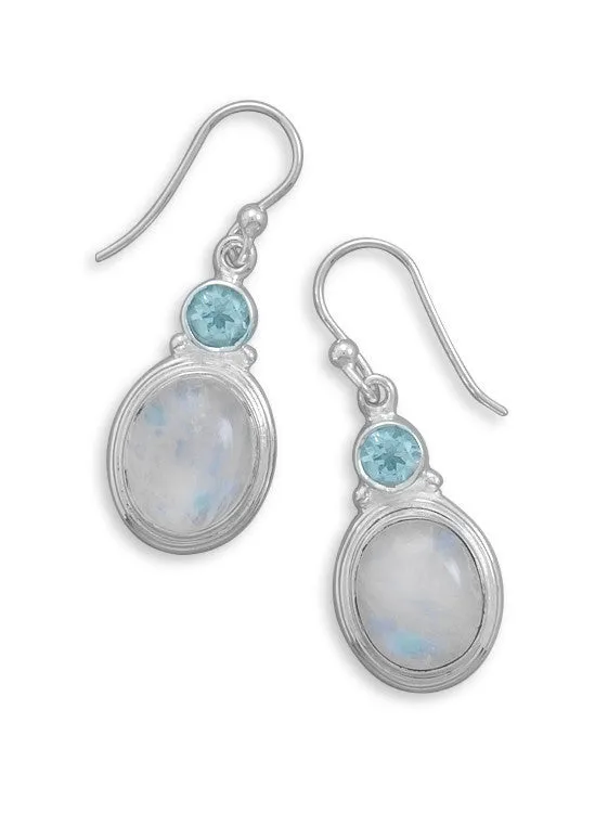 Blue Topaz and Moonstone Sterling Silver Earrings