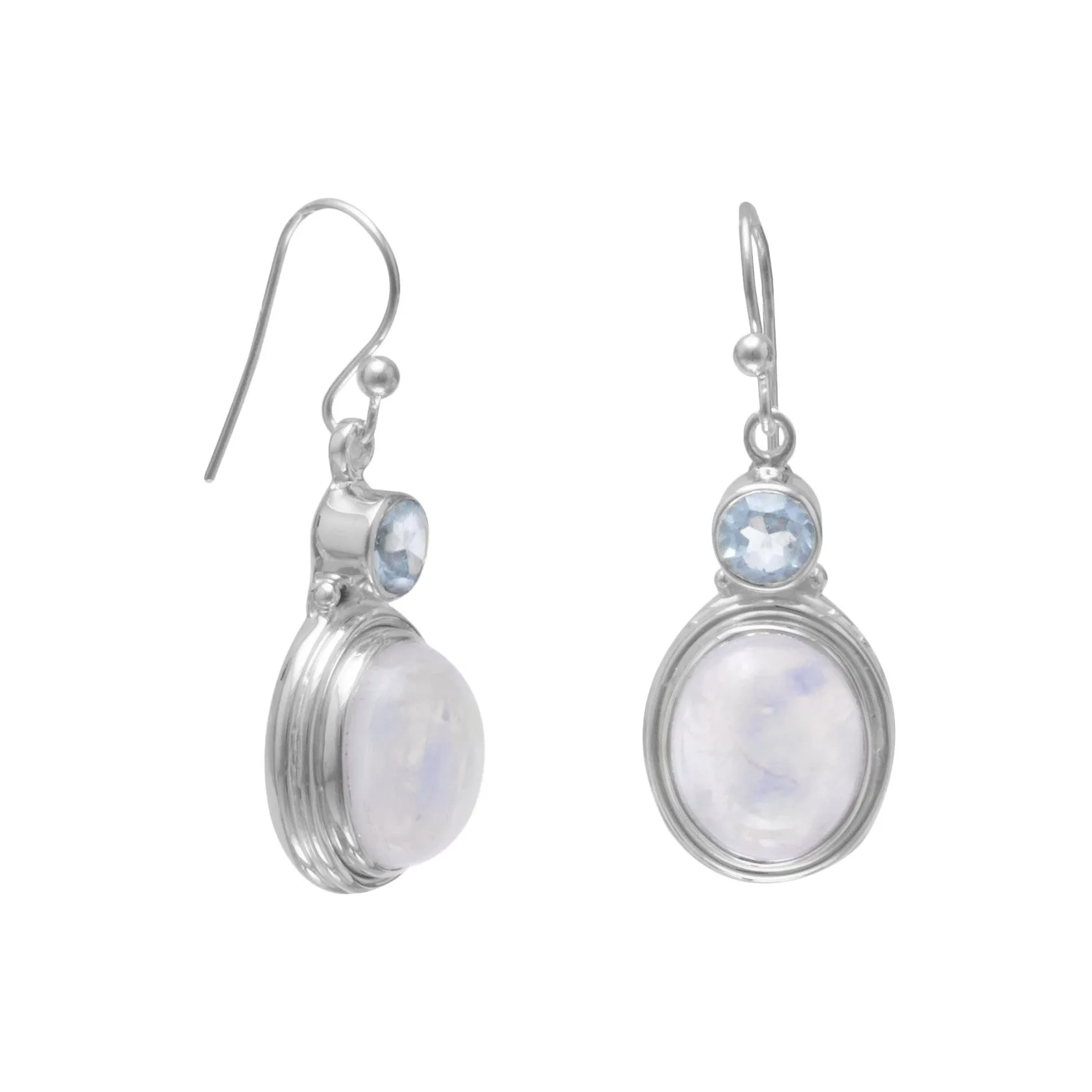 Blue Topaz and Moonstone Sterling Silver Earrings