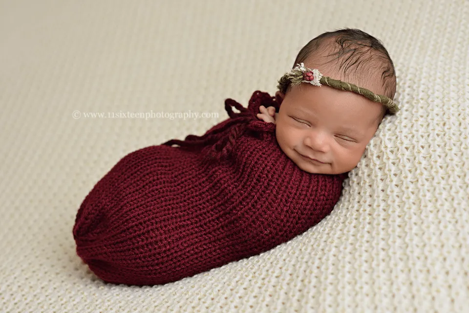 Burgundy Red Newborn Knit Swaddle Sack