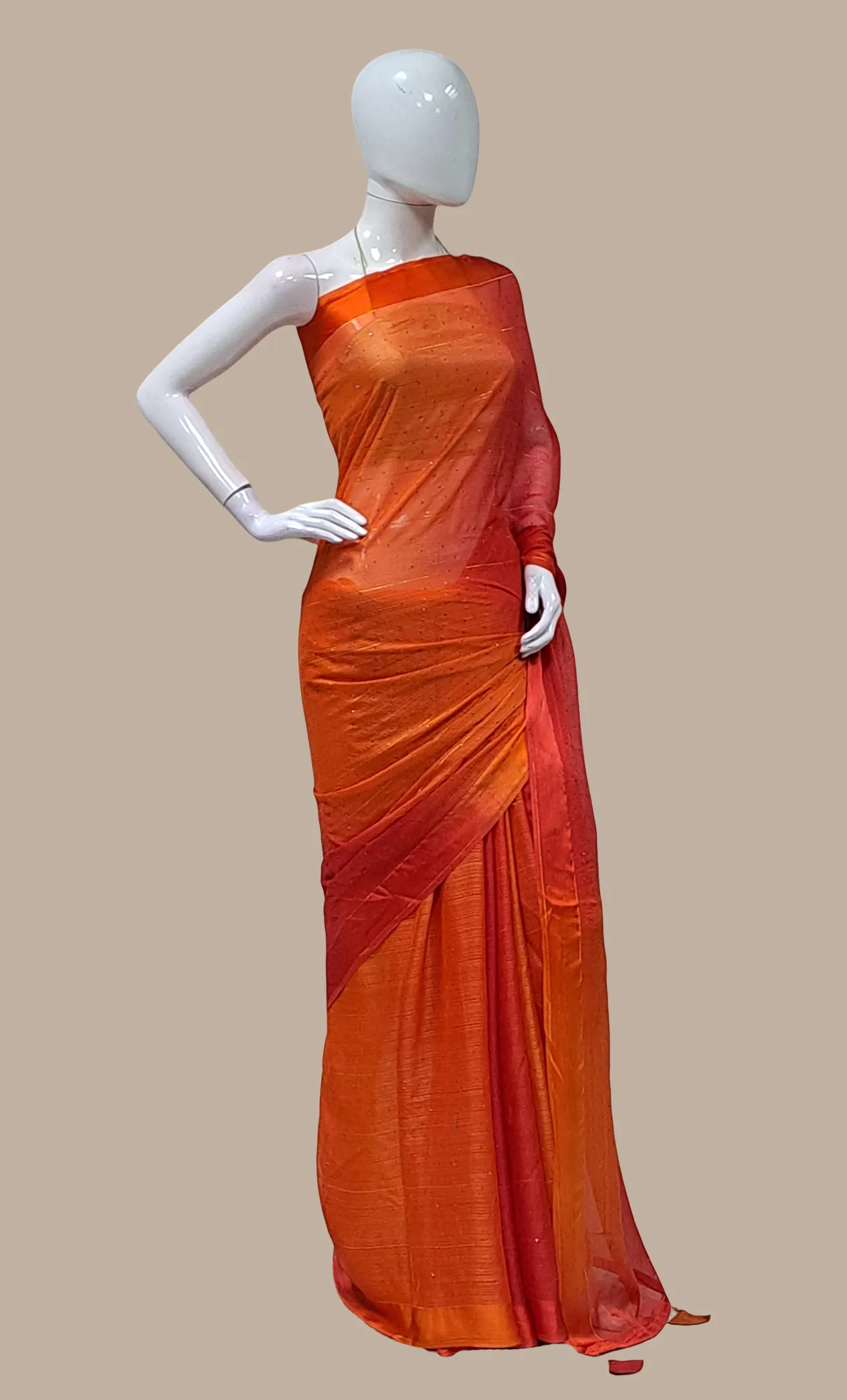 Burnt Orange Embroidered Sari