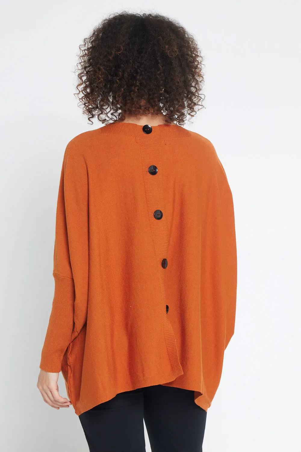 Button Back Knit Jumper - Rust