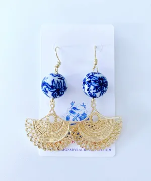 Chinoiserie Gold Fan Earrings