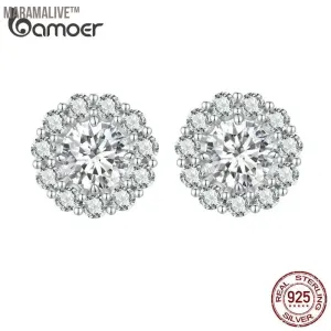 Classic Moissanite Stud Earrings 925 Silver Detachable Flower Earrings for Women D Color Lab Diamond Wedding Jewelry