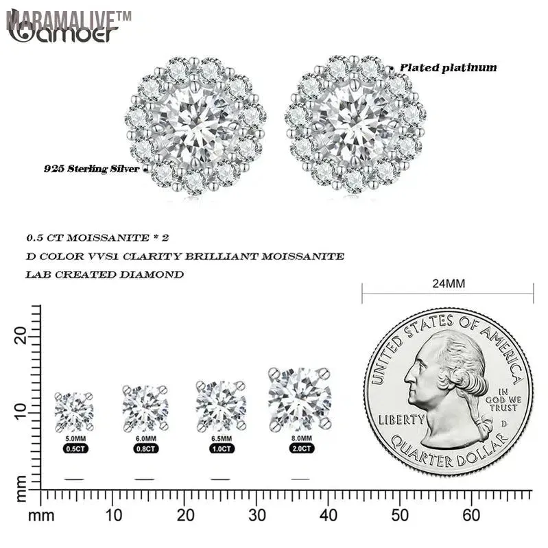 Classic Moissanite Stud Earrings 925 Silver Detachable Flower Earrings for Women D Color Lab Diamond Wedding Jewelry