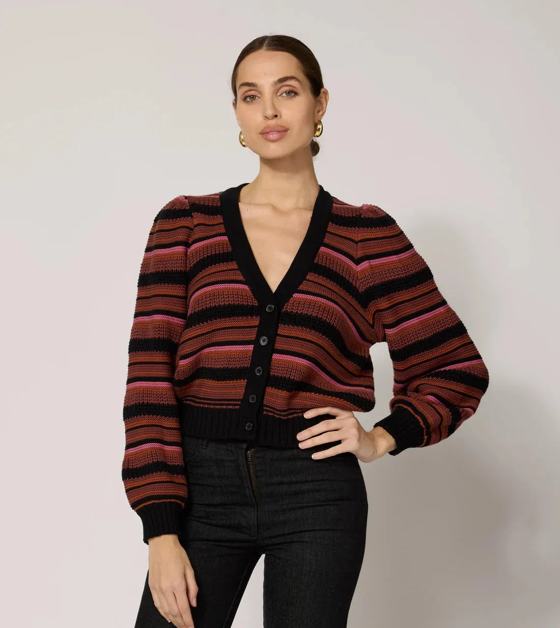 CLE Bethany Striped Sweater Cardigan