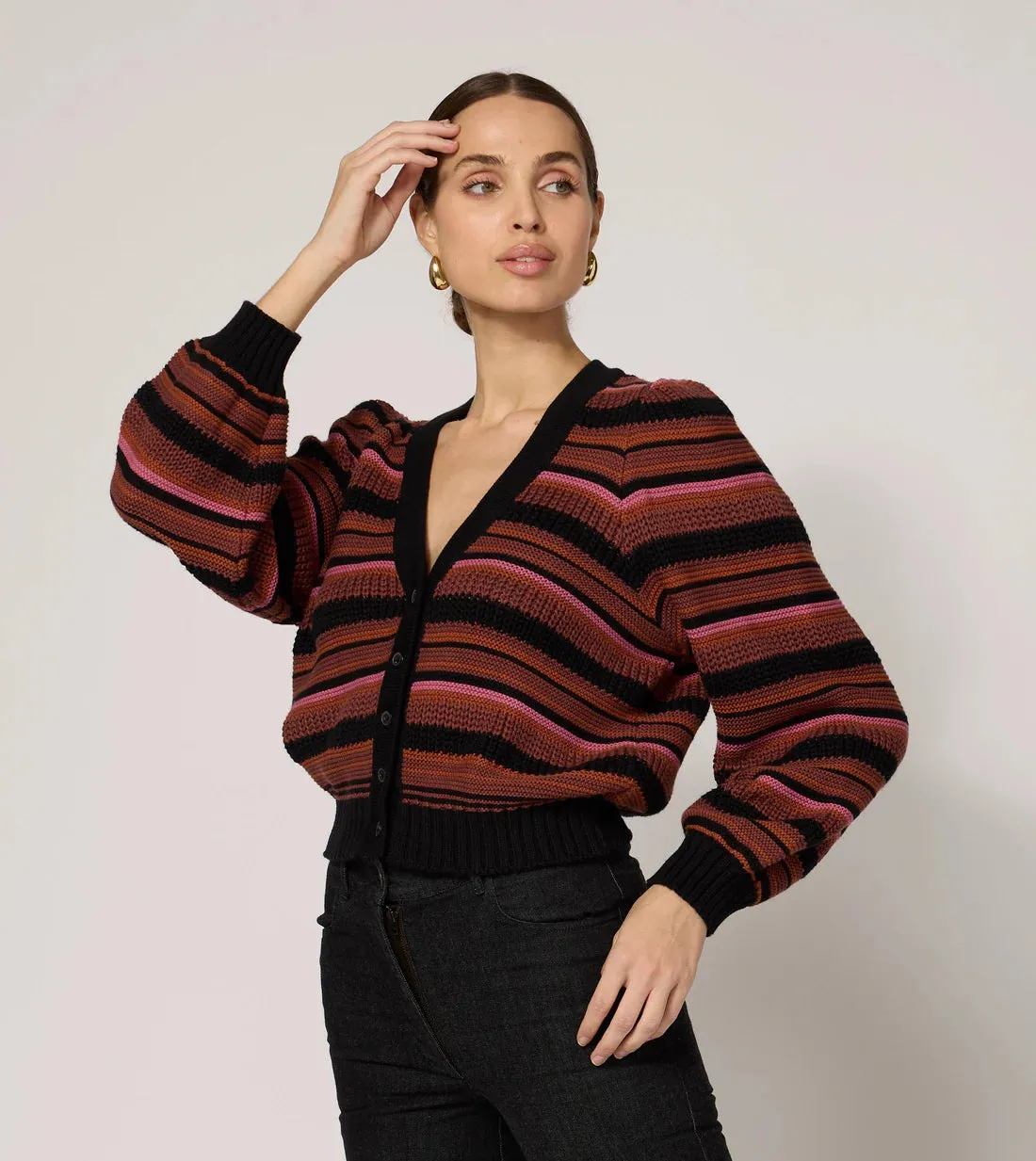 CLE Bethany Striped Sweater Cardigan