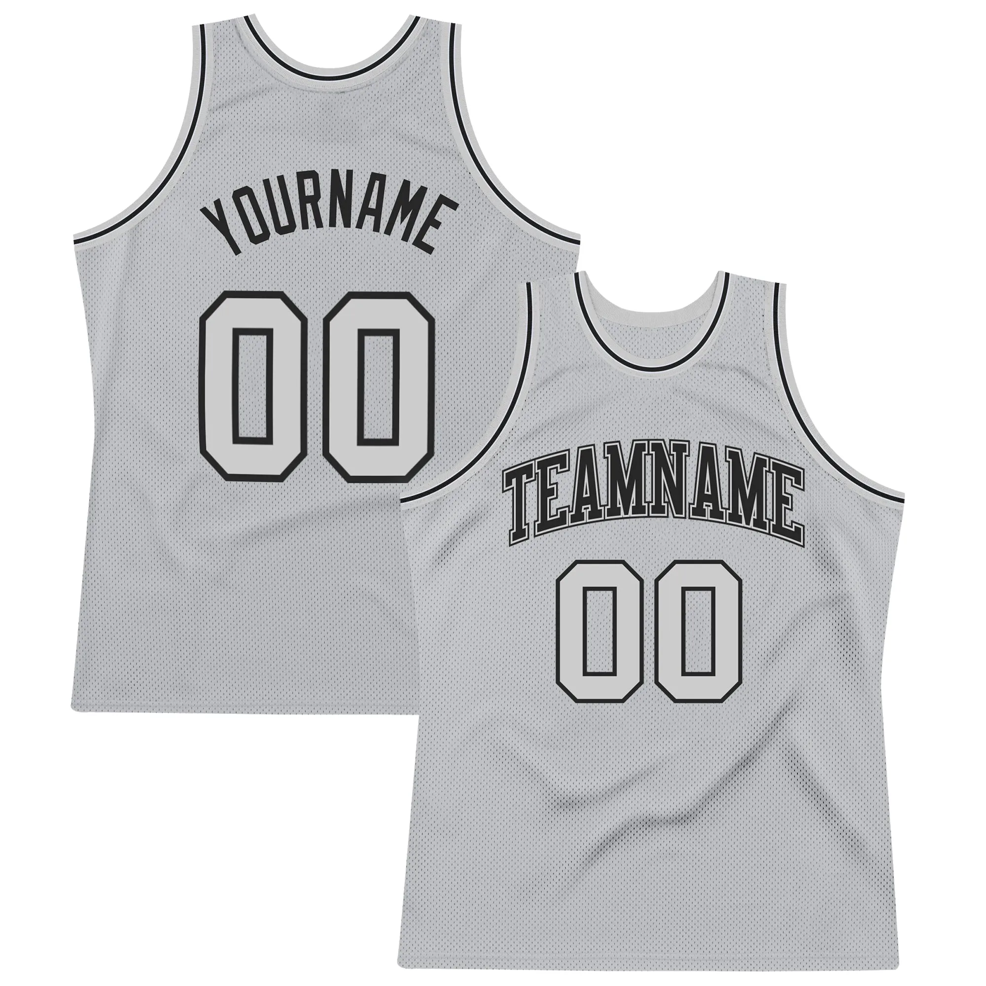 Custom Gray Gray-Black Authentic Throwback Basketball Jersey