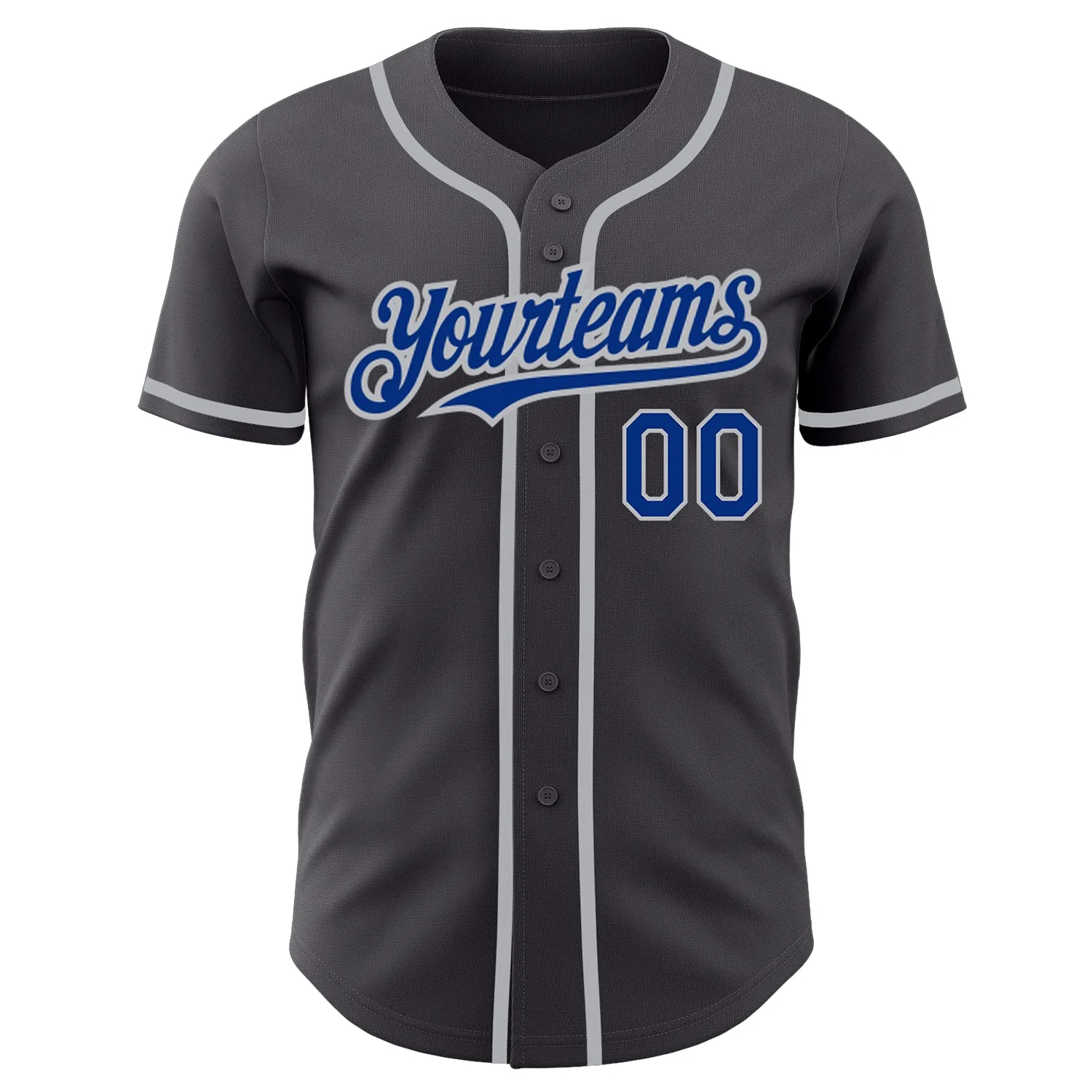 Custom Steel Gray Royal-Gray Authentic Baseball Jersey