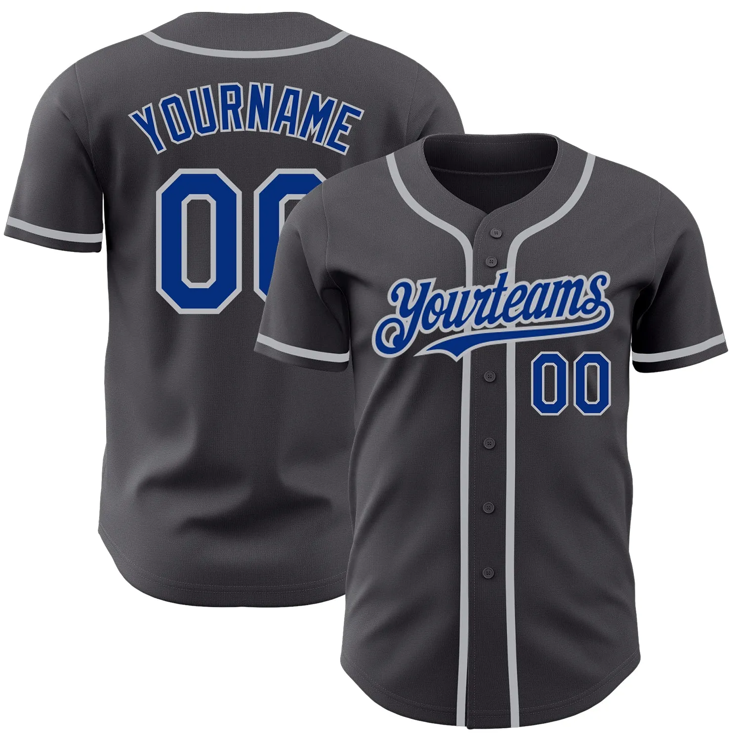 Custom Steel Gray Royal-Gray Authentic Baseball Jersey