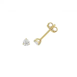 Diamond Jewellery 18ct Gold Diamond 3 Claw Earring Studs EDQ339