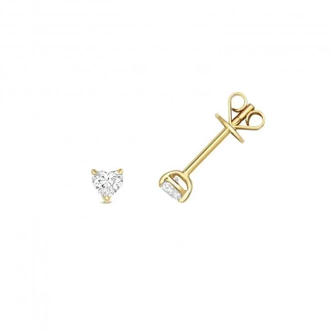 Diamond Jewellery 18ct Gold Diamond Heart Shape Earring Studs EDQ350