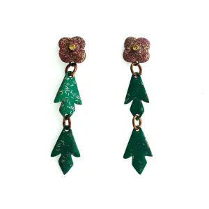 Flower and Leaf Dangle Earrings by Meris Mosher