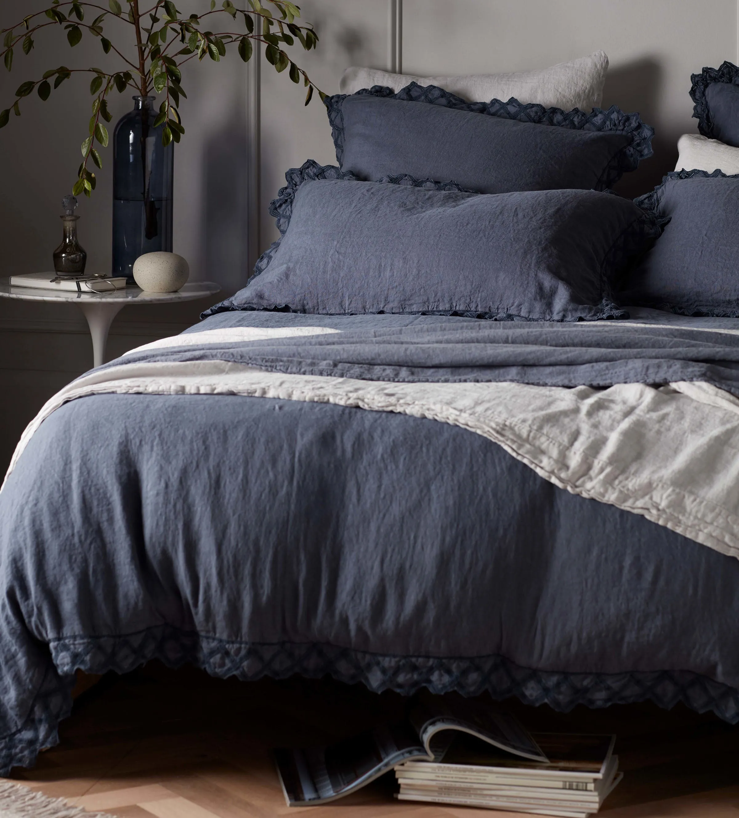 French Blue Violet 100% Linen Duvet Cover