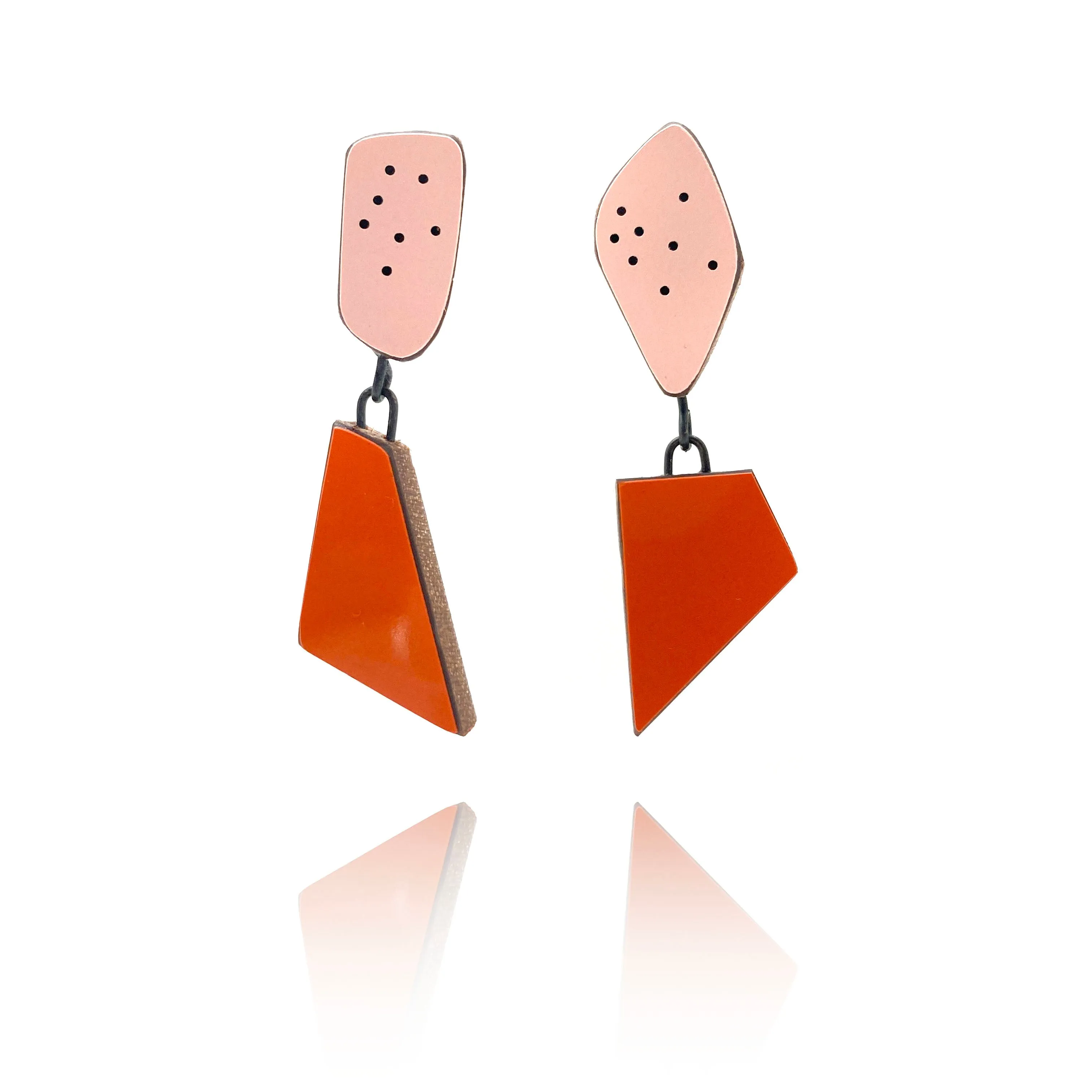 Geometric Pink and Red Earrings