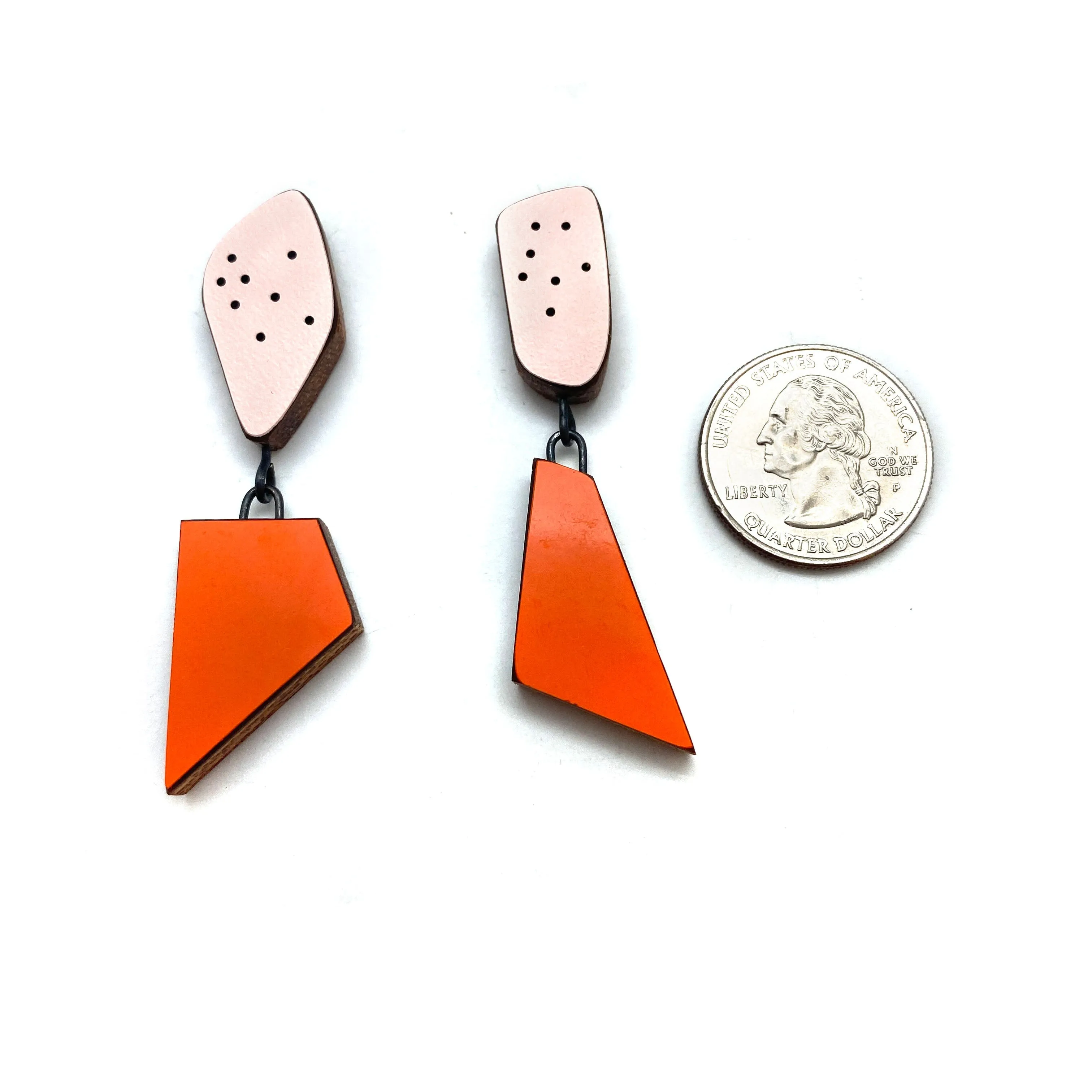 Geometric Pink and Red Earrings