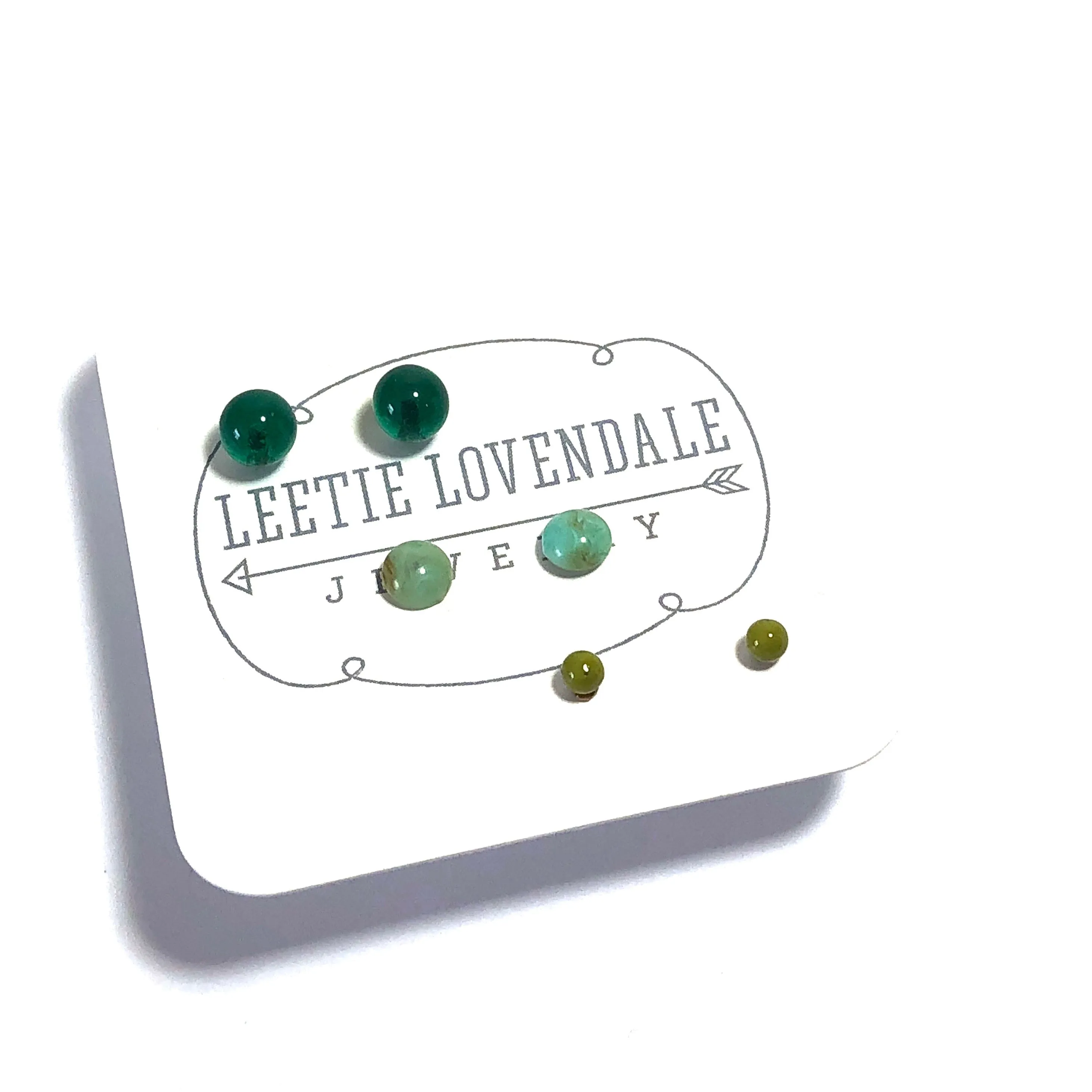 Green Ombre' Vintage Lucite Tiny Studs Set | 3 Pair of Tonal Earrings