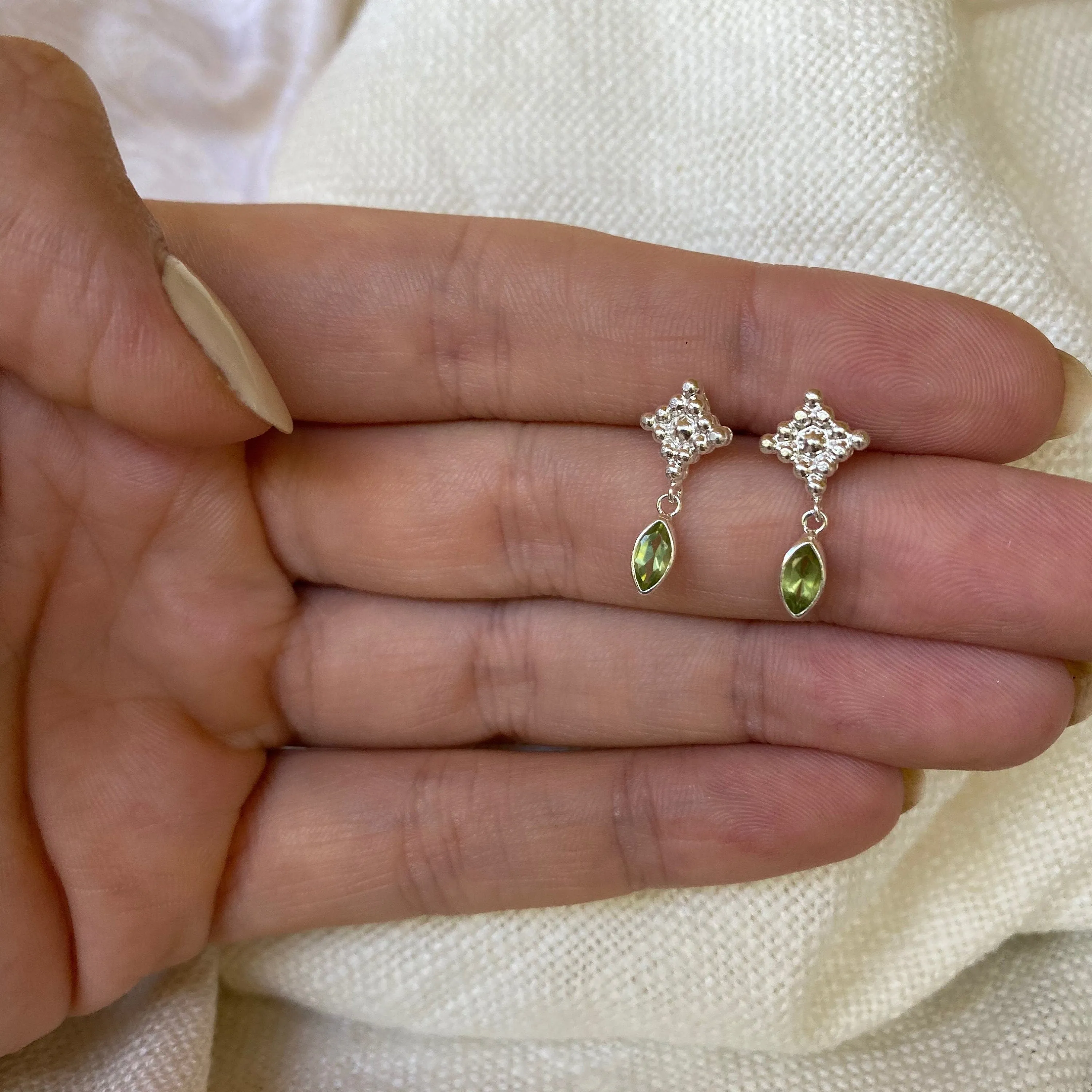 Illy Sterling Silver Green Peridot Earrings