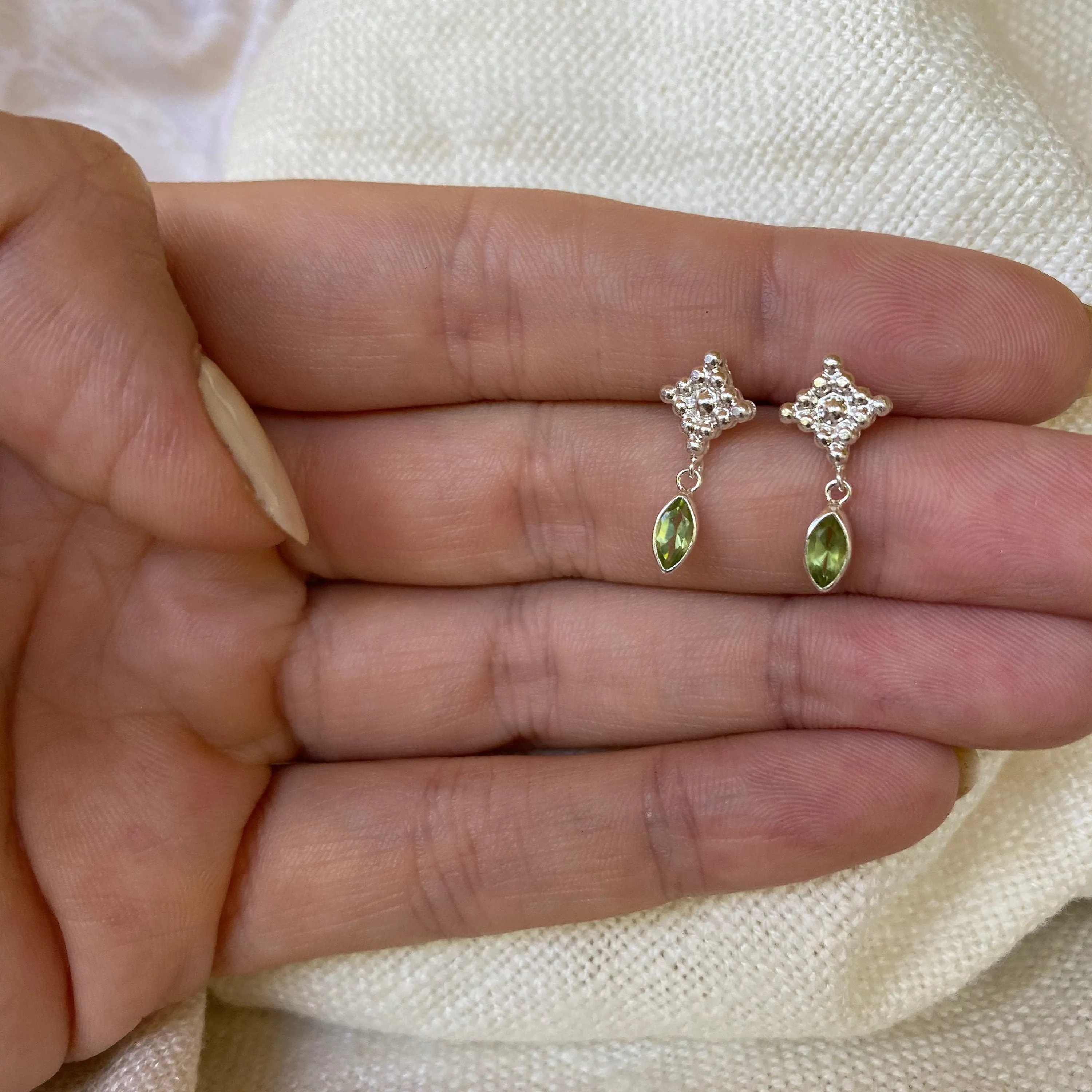 Illy Sterling Silver Green Peridot Earrings