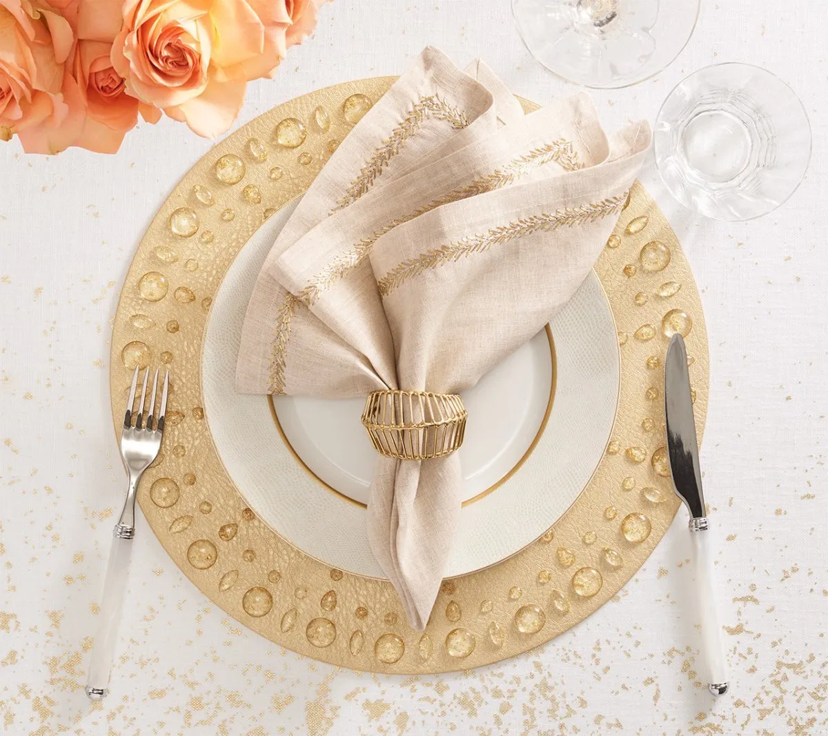 Jardin Napkin in Natural, Gold & Silver, Set of 4