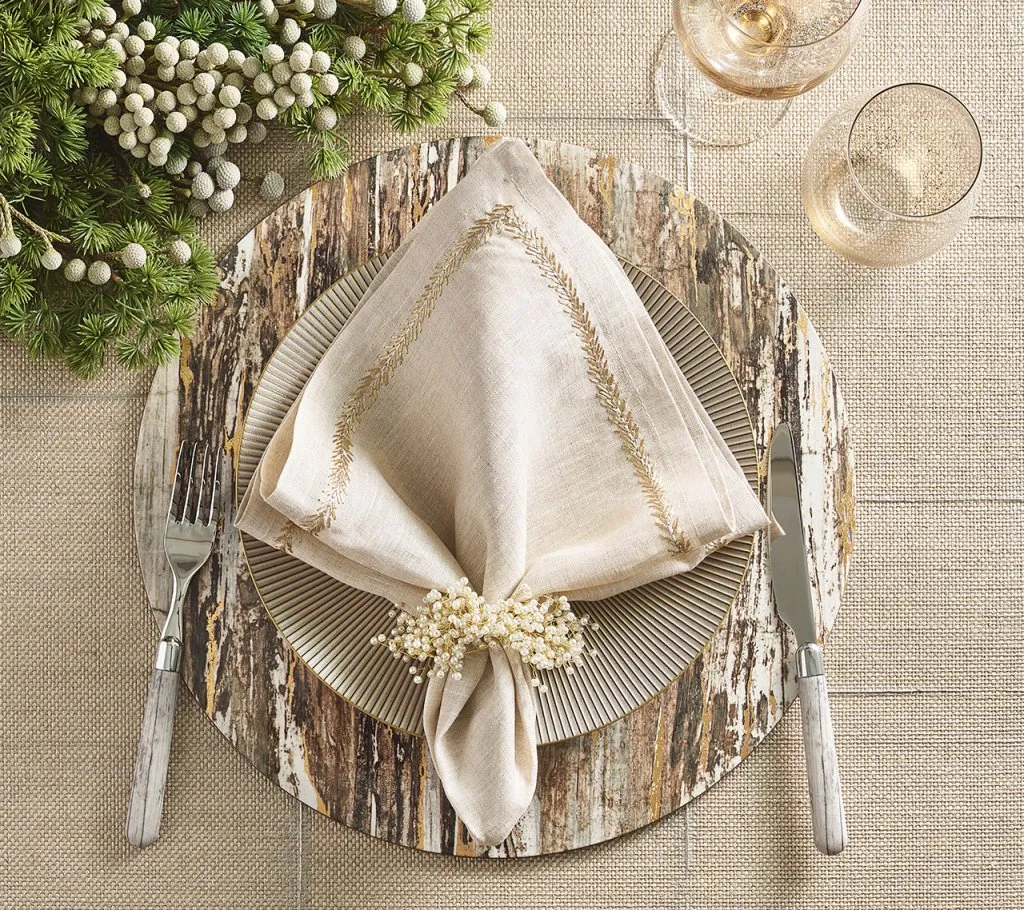 Jardin Napkin in Natural, Gold & Silver, Set of 4