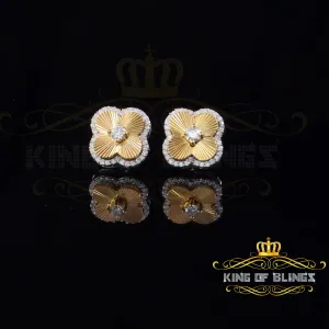 King of Bling's 925 Yellow Silver 0.80ct VVS 'D' Moissanite Square Stud Earring Men's/Womens