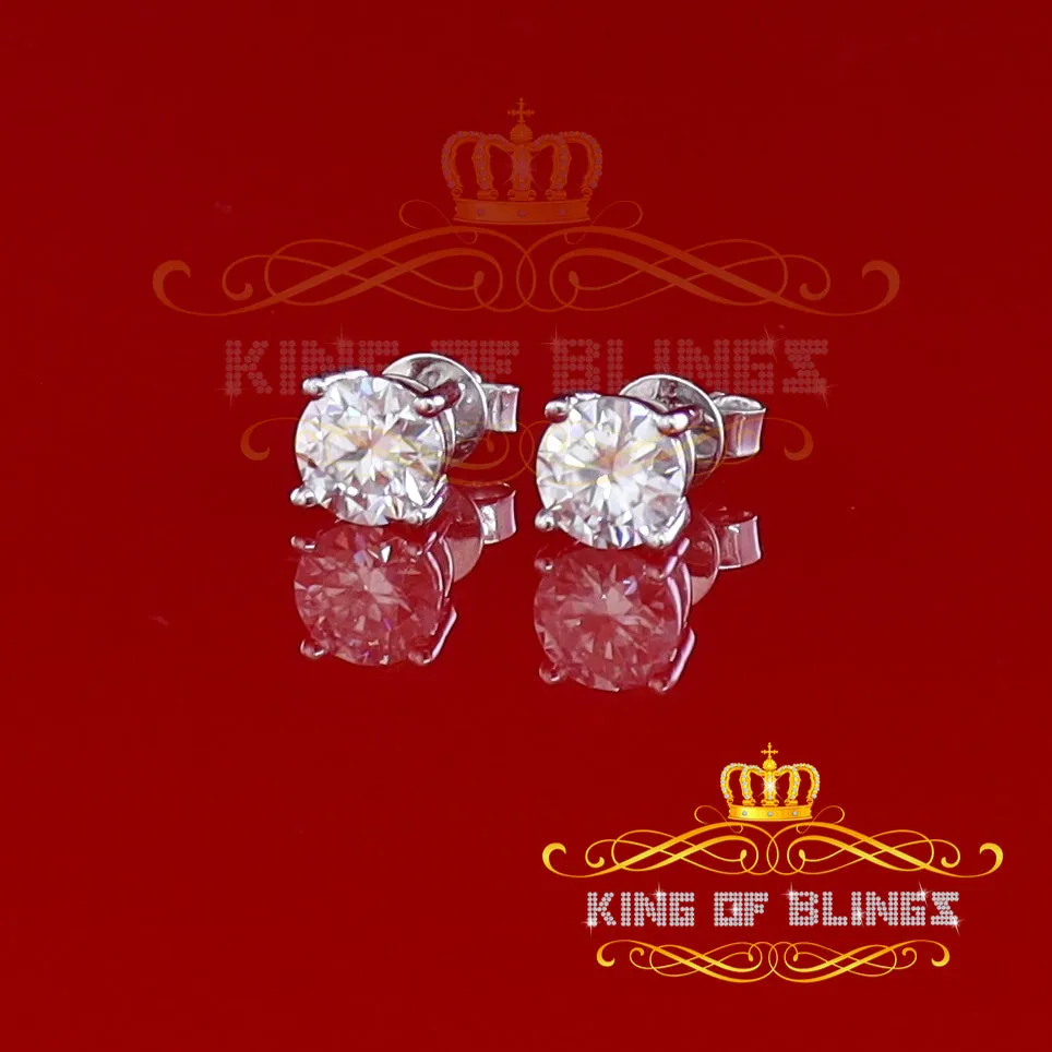 King of Bling's Men's & Women's White 925 Silver 2.00ct VVS 'D' Moissanite Stud Stud Earrings