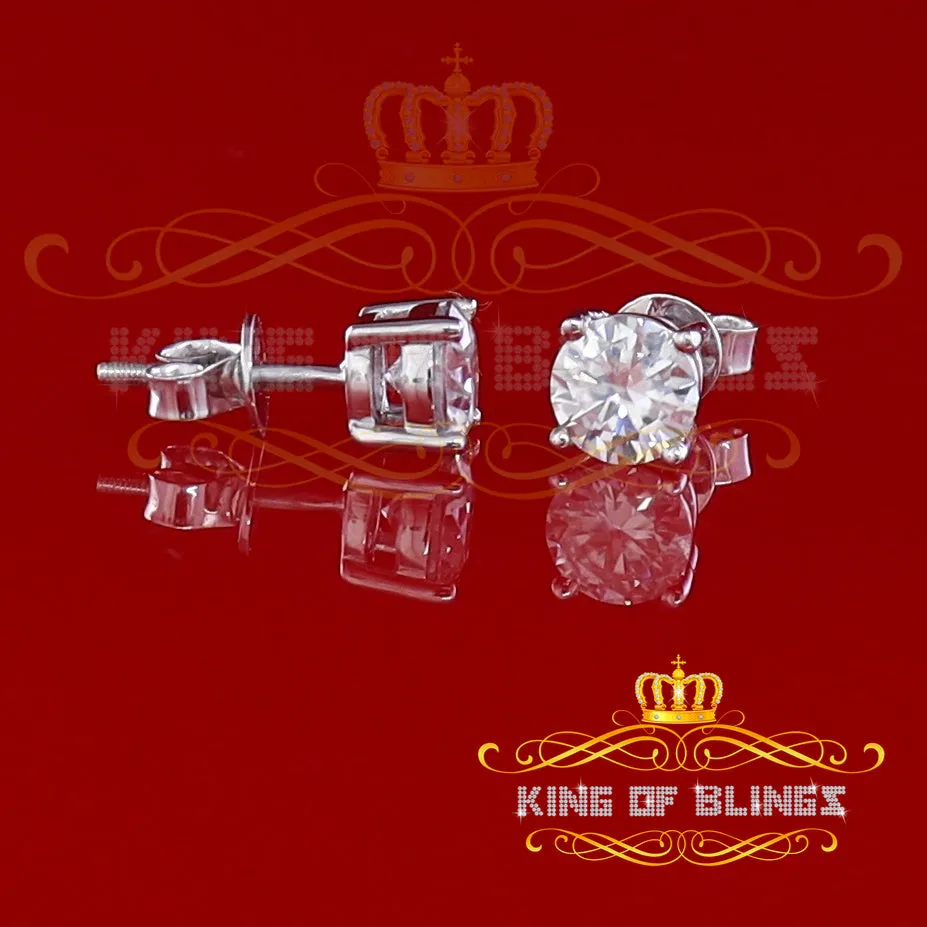 King of Bling's Men's & Women's White 925 Silver 2.00ct VVS 'D' Moissanite Stud Stud Earrings