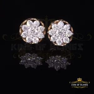 King  of Bling's Men's/Womens 925 Silver Yellow 1.00ct VVS 'D' Moissanite Round Stud Earrings