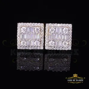 King  of Bling's Men's/Women's 925 Silver Yellow 1.00ct VVS 'D' Moissanite Square Stud Earrings